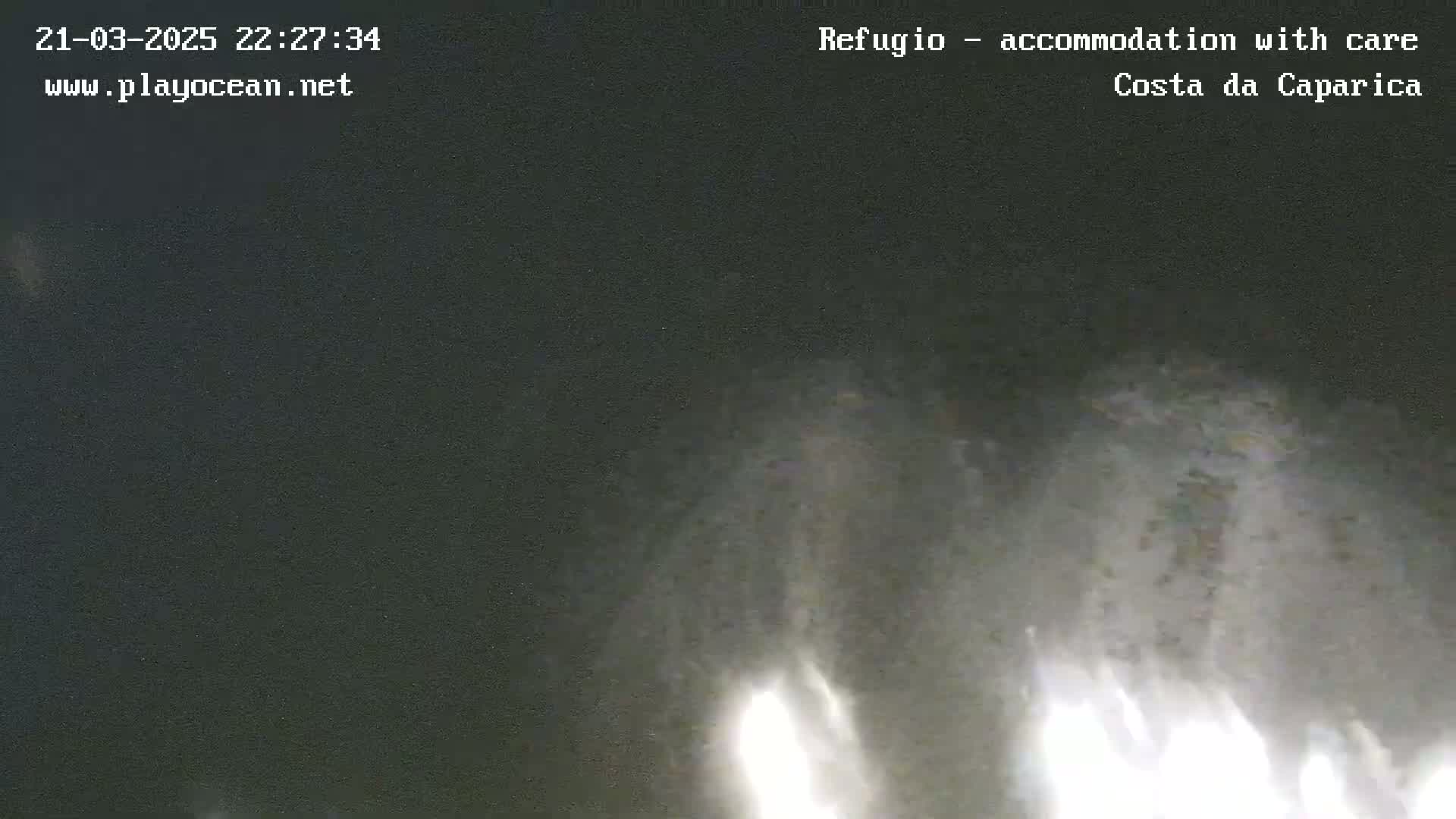 A nighttime, blurry image shows bright lights in the lower center against a dark background.