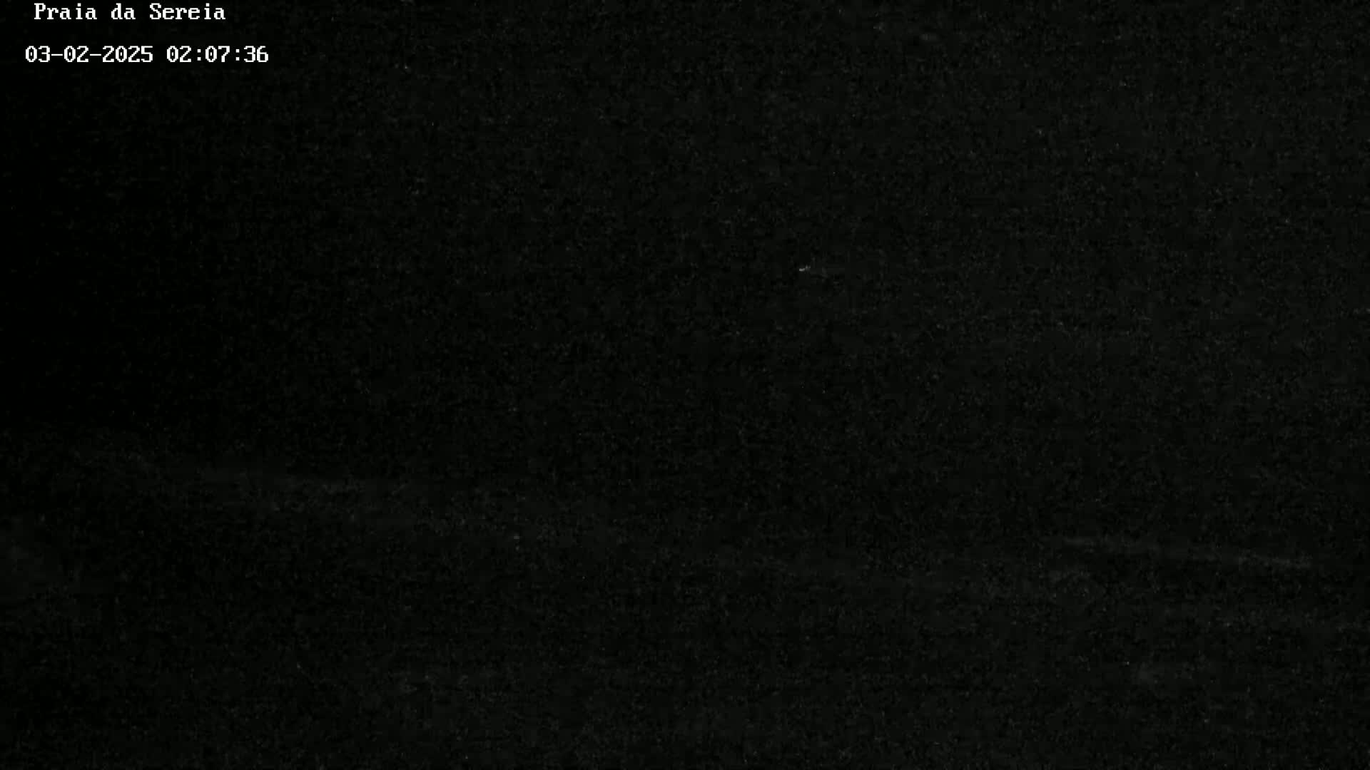 The image is a very dark, almost entirely black, view of what appears to be a nighttime outdoor scene.