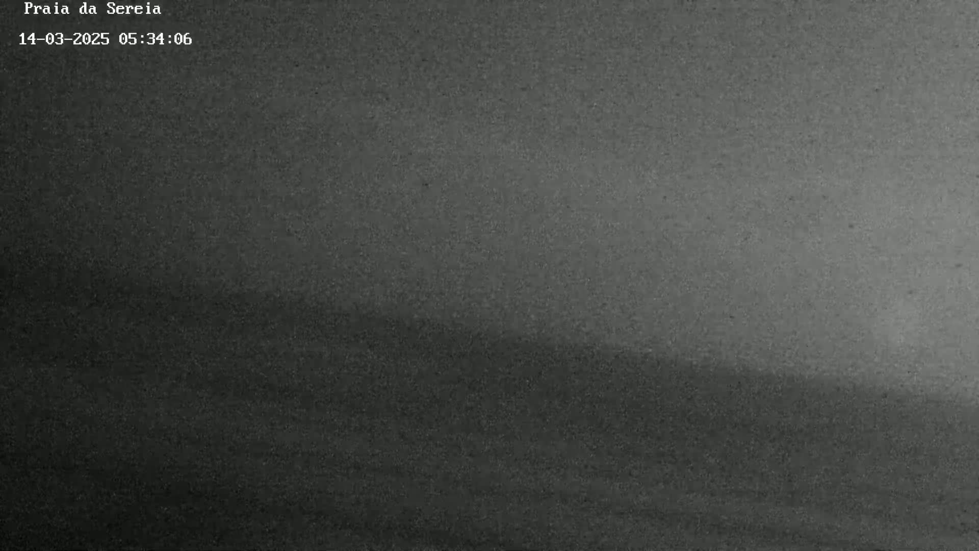 A dark, grainy image shows a hazy, possibly overcast, outdoor scene with a faint horizon line.