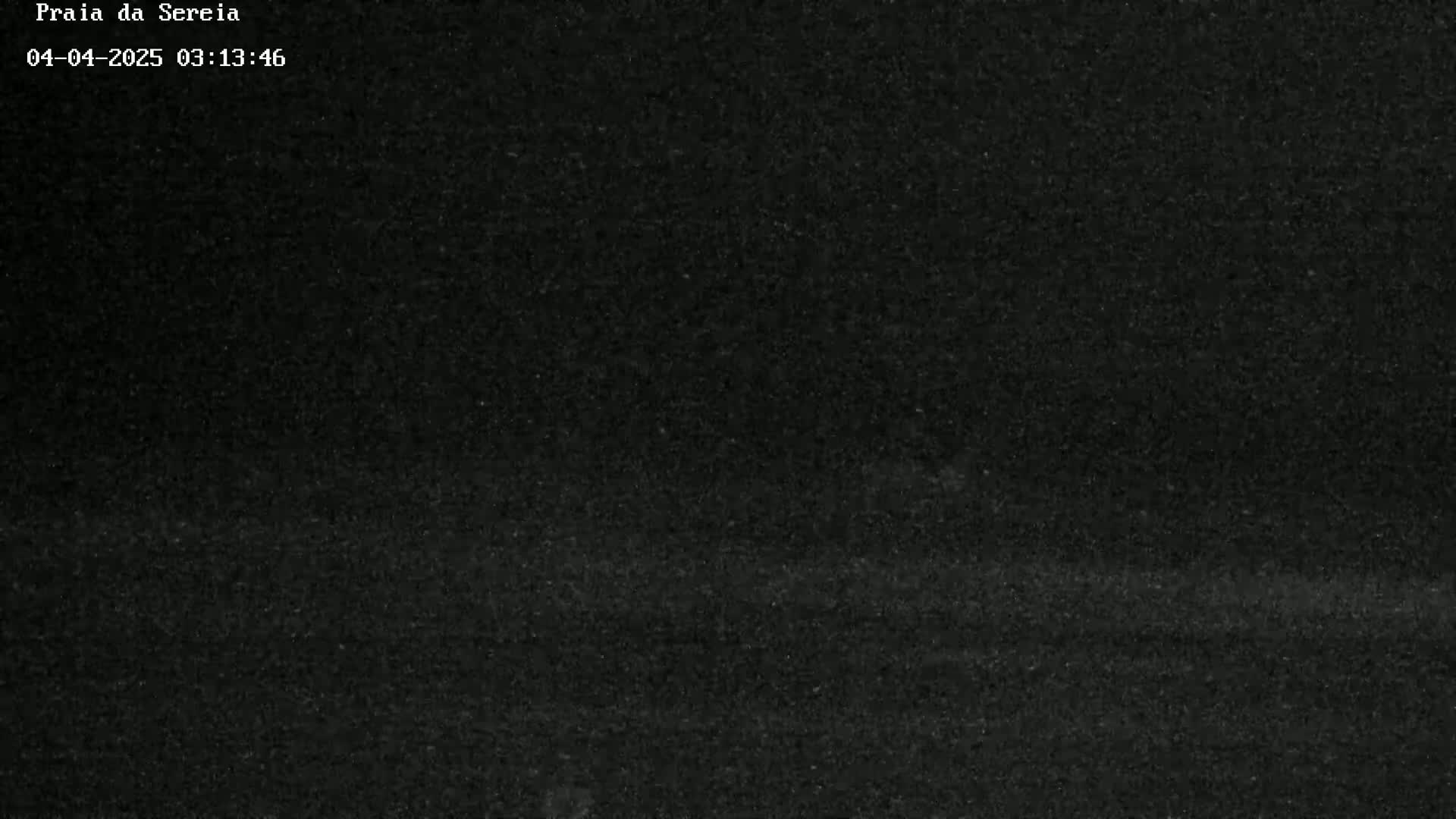 A dark, grainy image shows a mostly black scene at night.