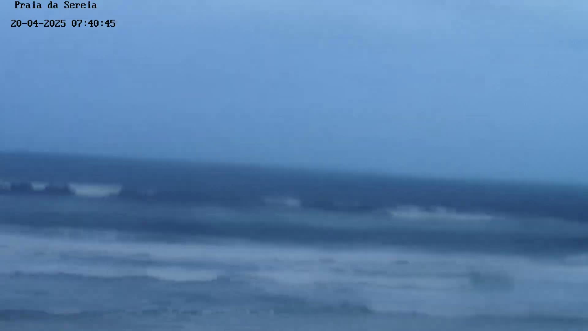 A blurry, long shot shows a dark, choppy ocean under an overcast sky.