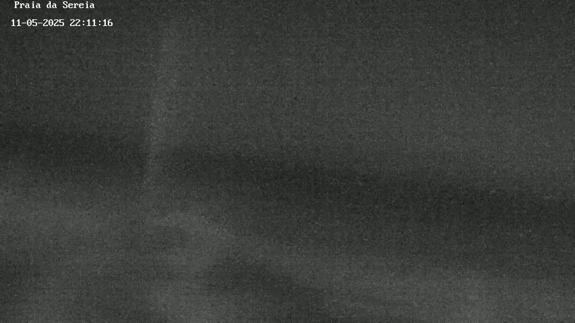 A dark, grainy image shows a nighttime outdoor scene with an overcast sky.