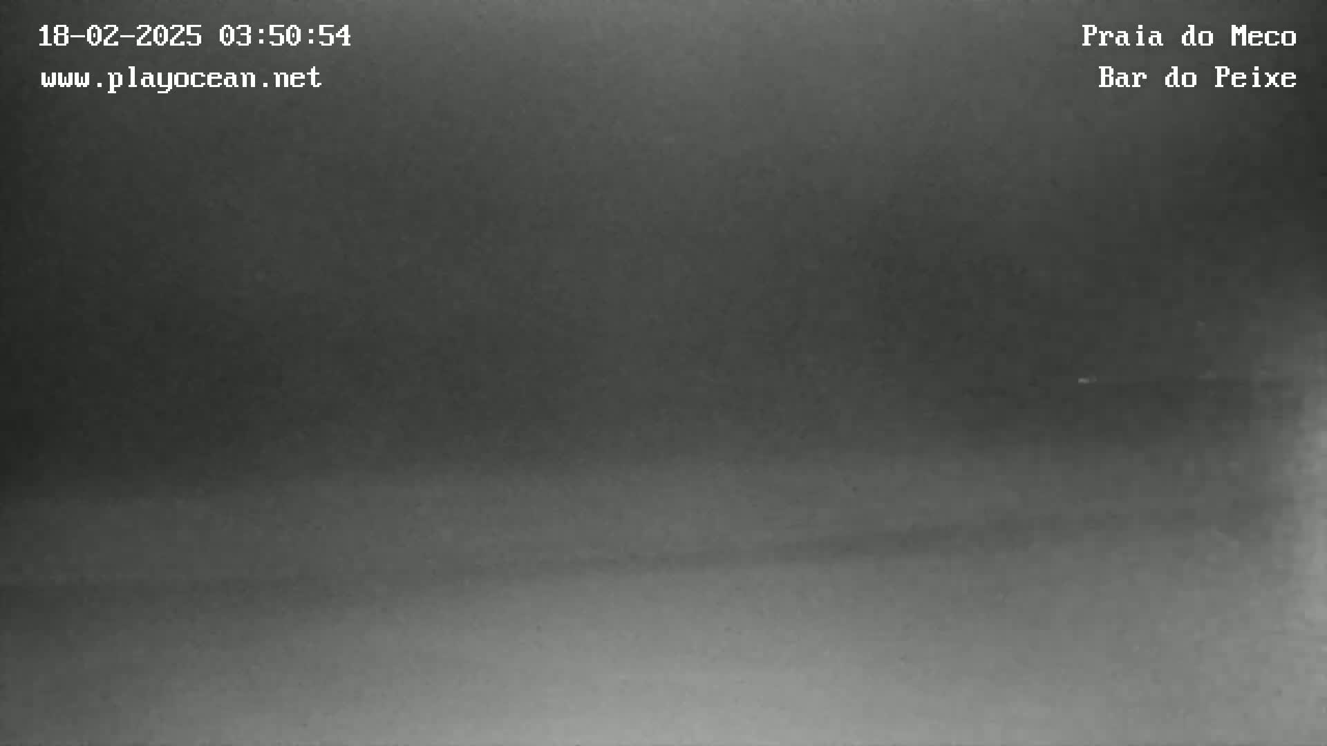 A dark, blurry, nighttime image shows a mostly featureless horizon line, possibly of a beach or coastline.