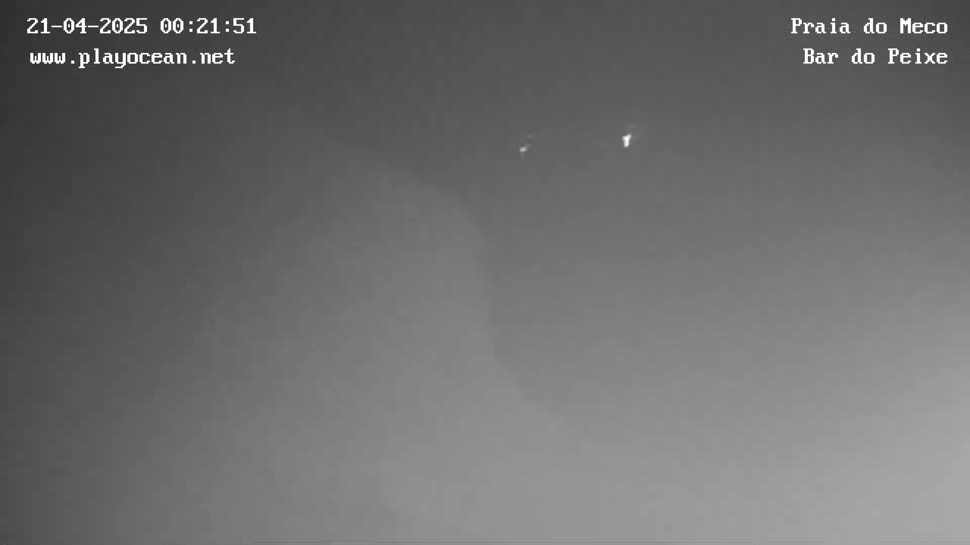 A nighttime, low-light image shows a mostly featureless gray sky.