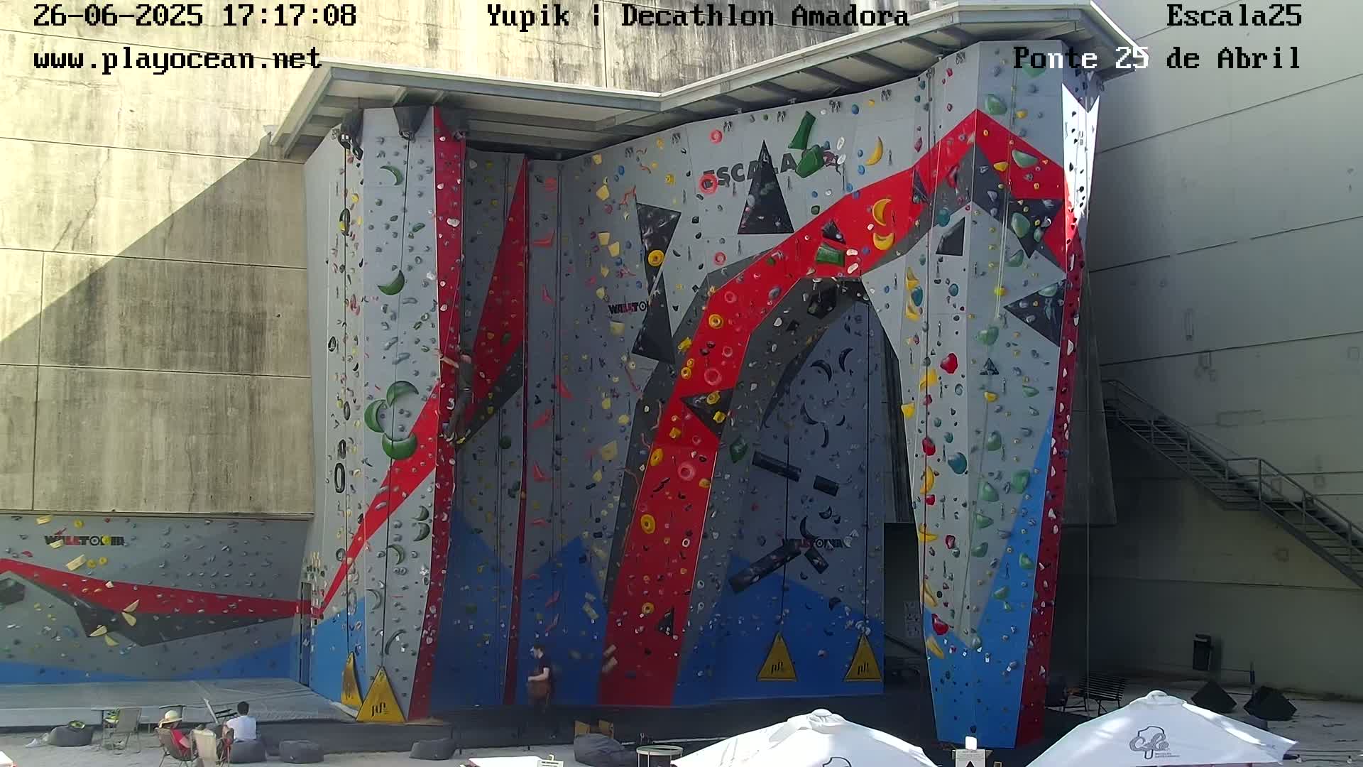 Under Ponte 25 de April Bridge, Escala25 Climbing Studio Live Cam - Alcantara, Lisbon, Portugal 