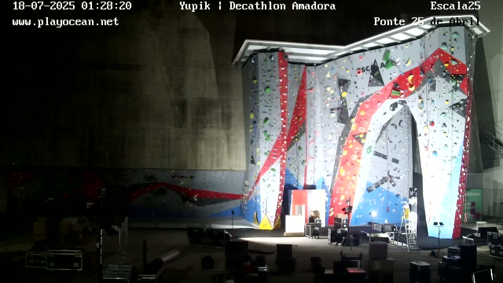 Under Ponte 25 de April Bridge, Escala25 Climbing Studio Live Cam - Alcantara, Lisbon, Portugal 