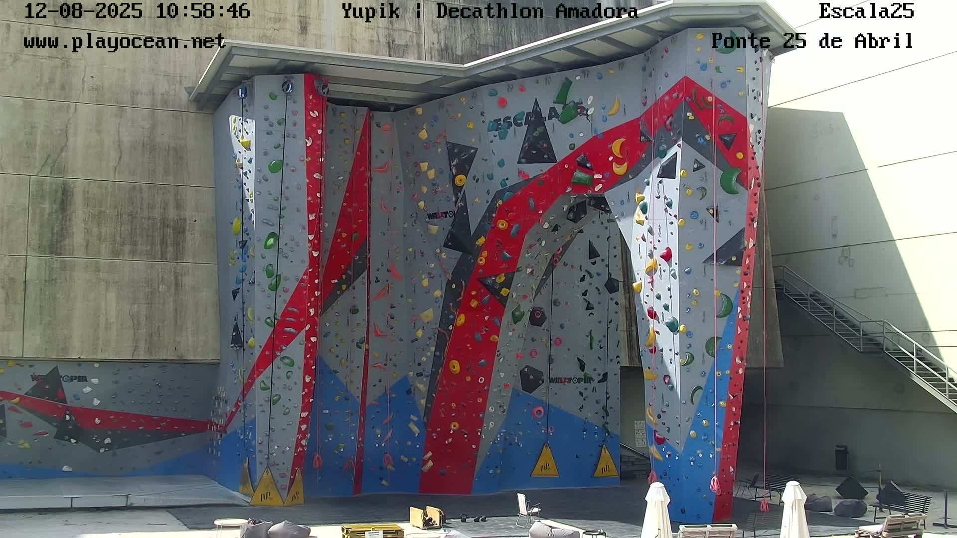 Under Ponte 25 de April Bridge, Escala25 Climbing Studio Live Cam - Alcantara, Lisbon, Portugal 