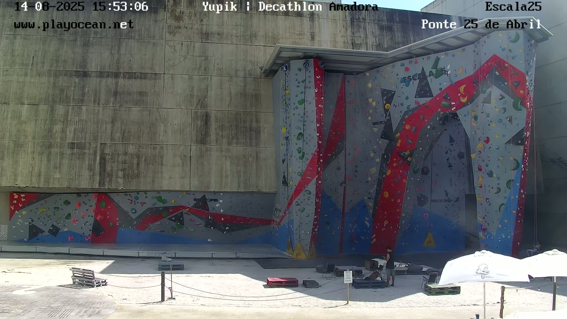 Under Ponte 25 de April Bridge, Escala25 Climbing Studio Live Cam - Alcantara, Lisbon, Portugal 