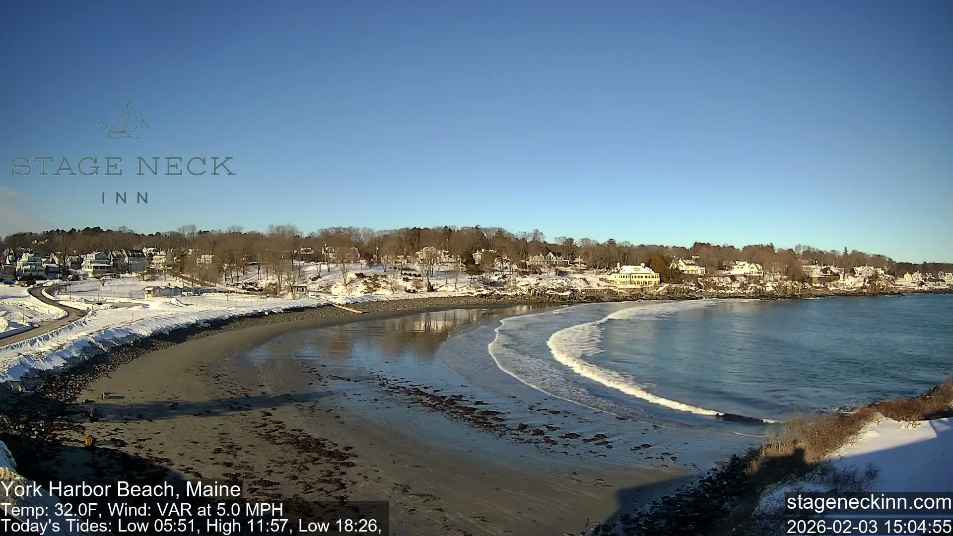 York Harbor Beach Live Cam, Maine USA 