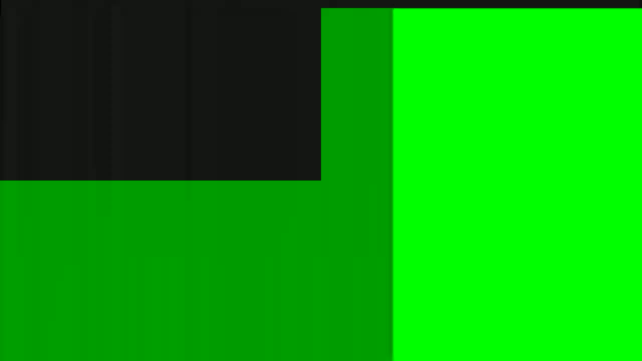 The image shows a  L-shaped black area next to two different shades of green.