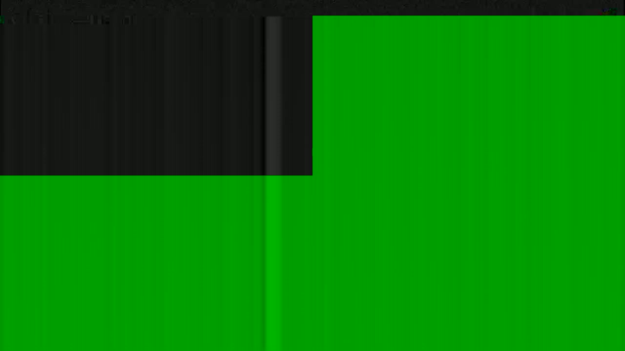 The image shows a mostly green screen with a smaller dark gray area at the top.