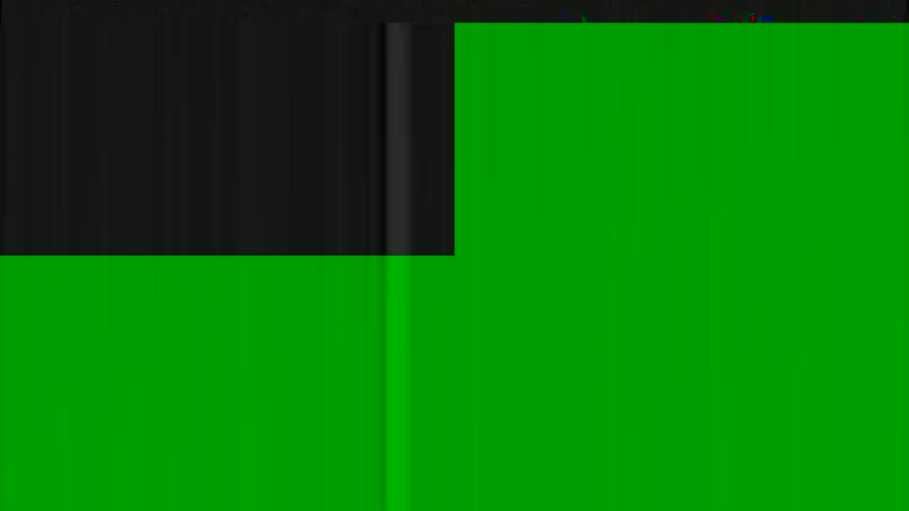 The image shows a mostly green screen with a smaller, dark gray or black section at the top.