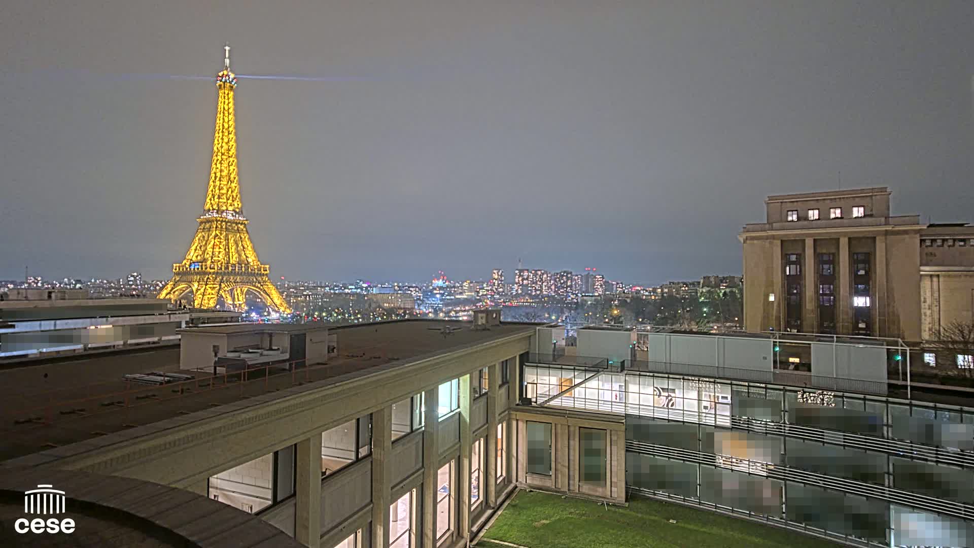 Paris, Eiffel Tower View from Palace of Jena (Palais d'Iena) Live Cam -  Paris, Métropole du Grand Paris,  Île-de-France, France