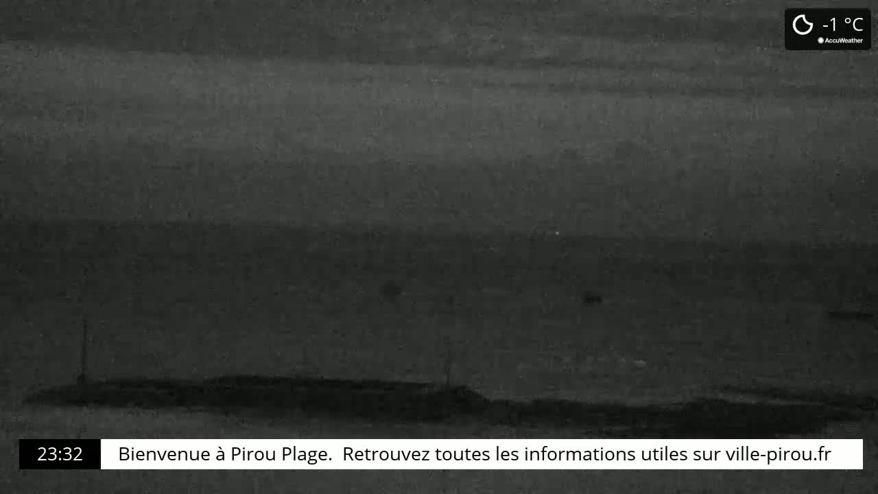 A dark, nighttime coastal scene is shown with a temperature of -1°C.