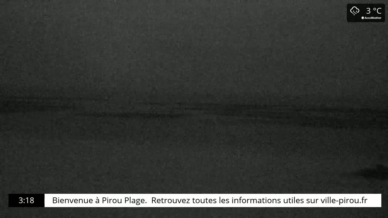 A dark, blurry nighttime image of a body of water under a slightly rainy, 3°C sky.