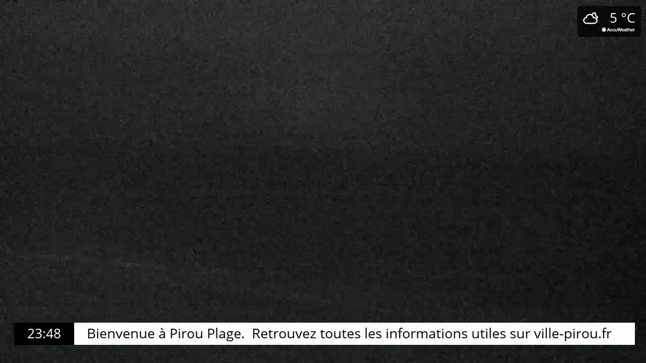 A dark, mostly featureless image shows a cloudy night at 5°C.