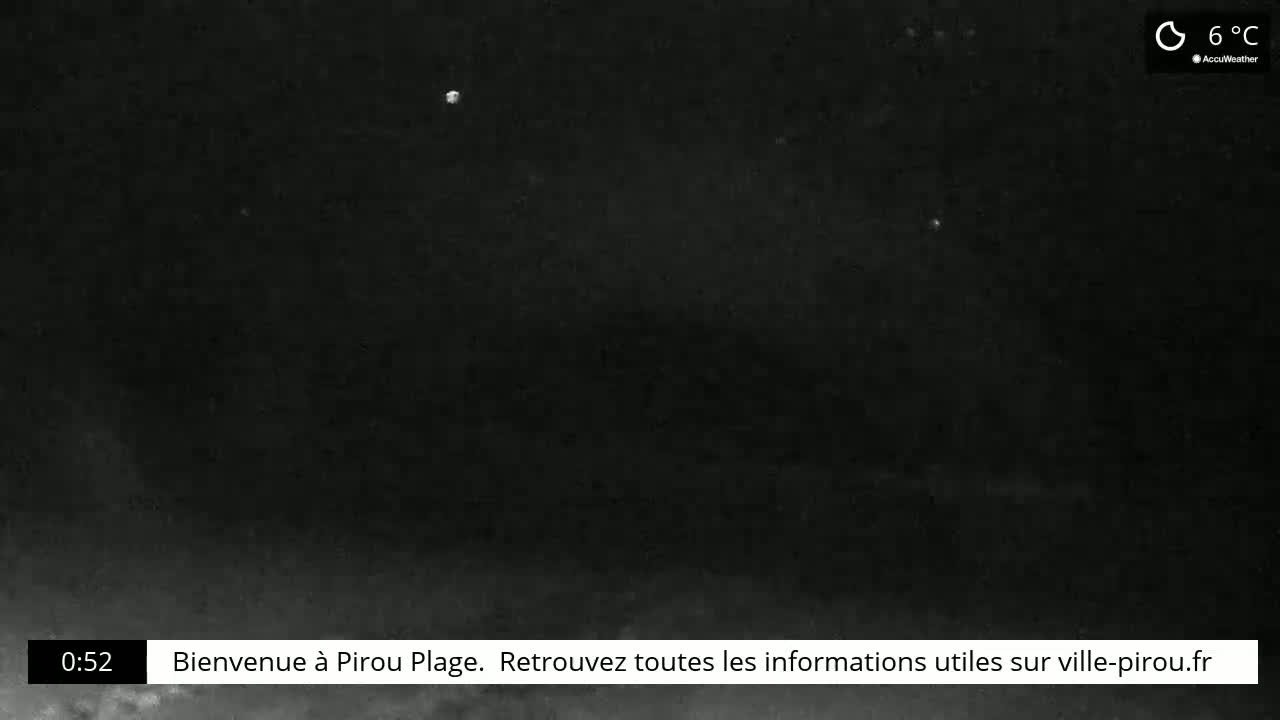 A nighttime, low-light image shows a dark, mostly featureless scene at 6°C.