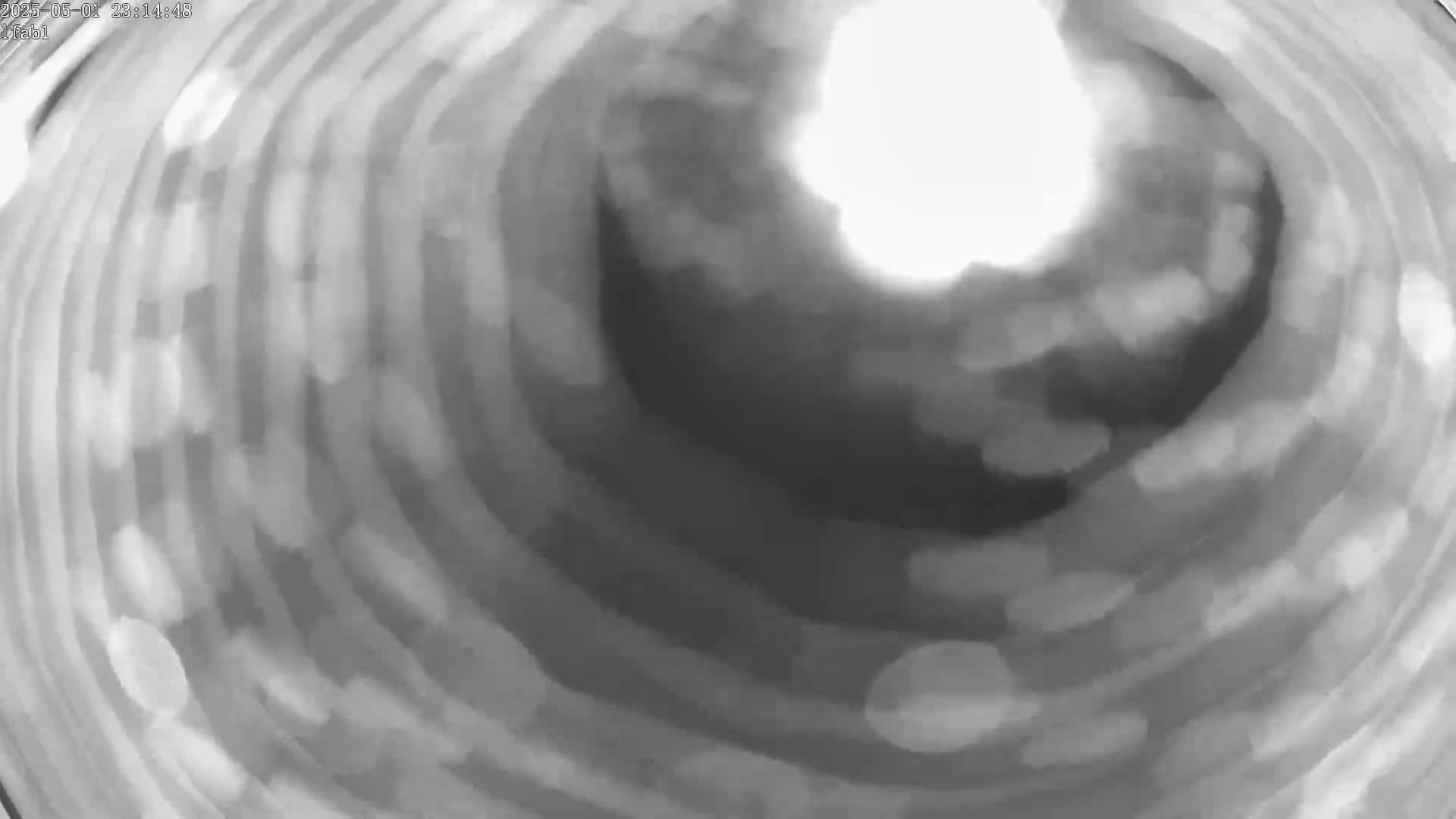 A blurry grayscale image shows a swirling, concentric pattern of light and dark shades.