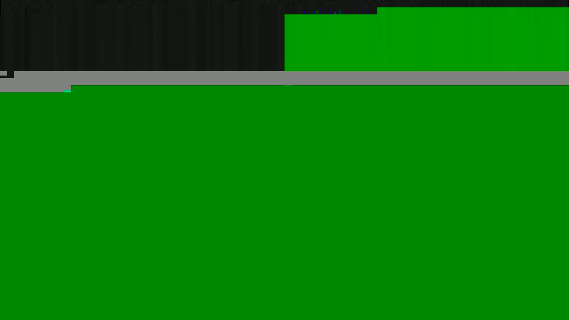 The image shows a mostly green screen with a thin gray bar separating it from a dark gray top section.