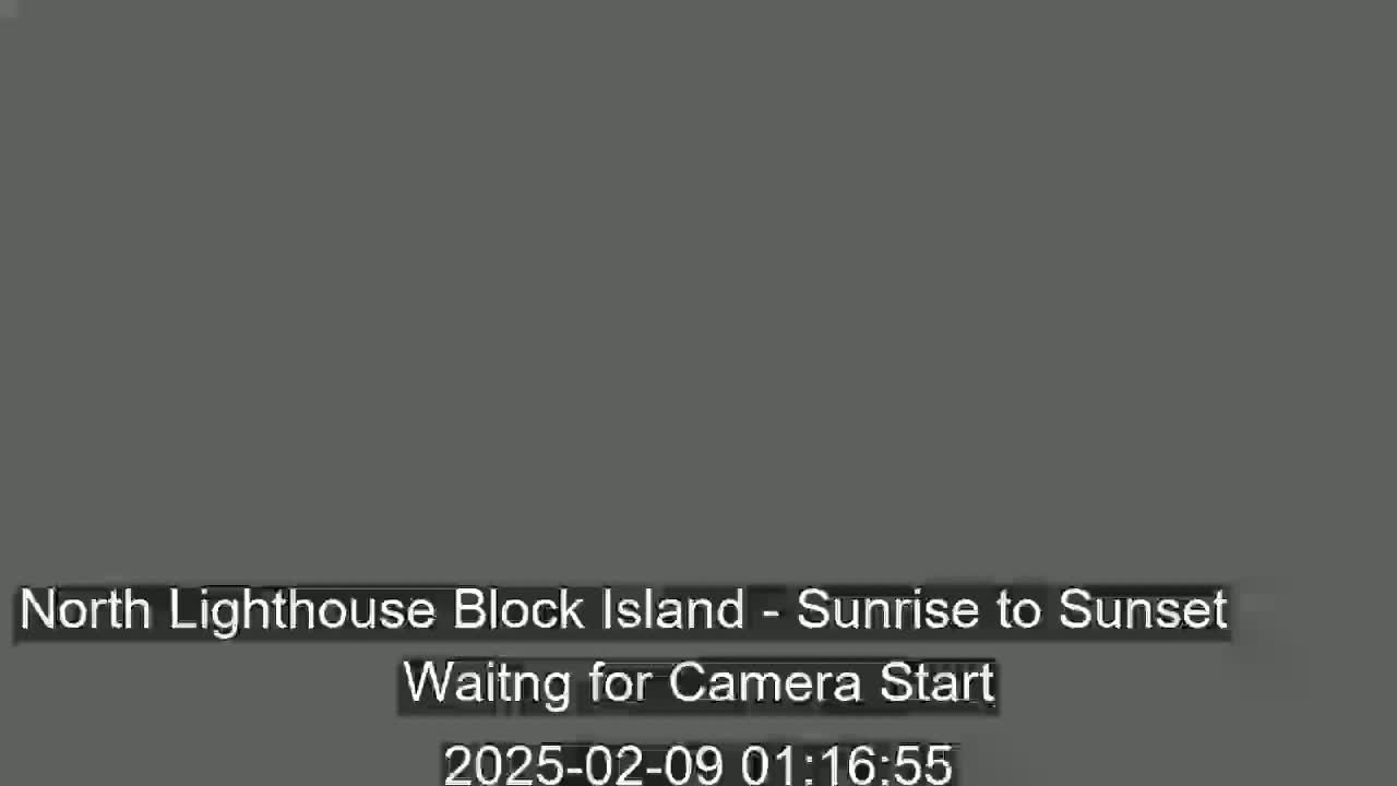 A dark gray screen displays a message indicating a camera is waiting to start recording a sunrise-to-sunset time-lapse.