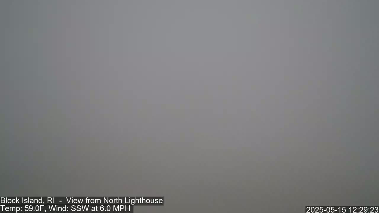 A foggy, gray scene is visible, with a 6.0 mph wind blowing from the south-southwest.