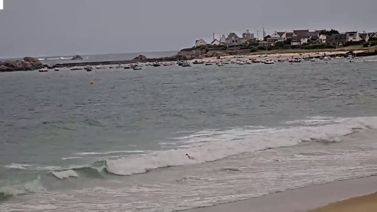 Plouescat Beach Line & City PTZ Live Cam - Morlaix, Finistère, Bretagne, France