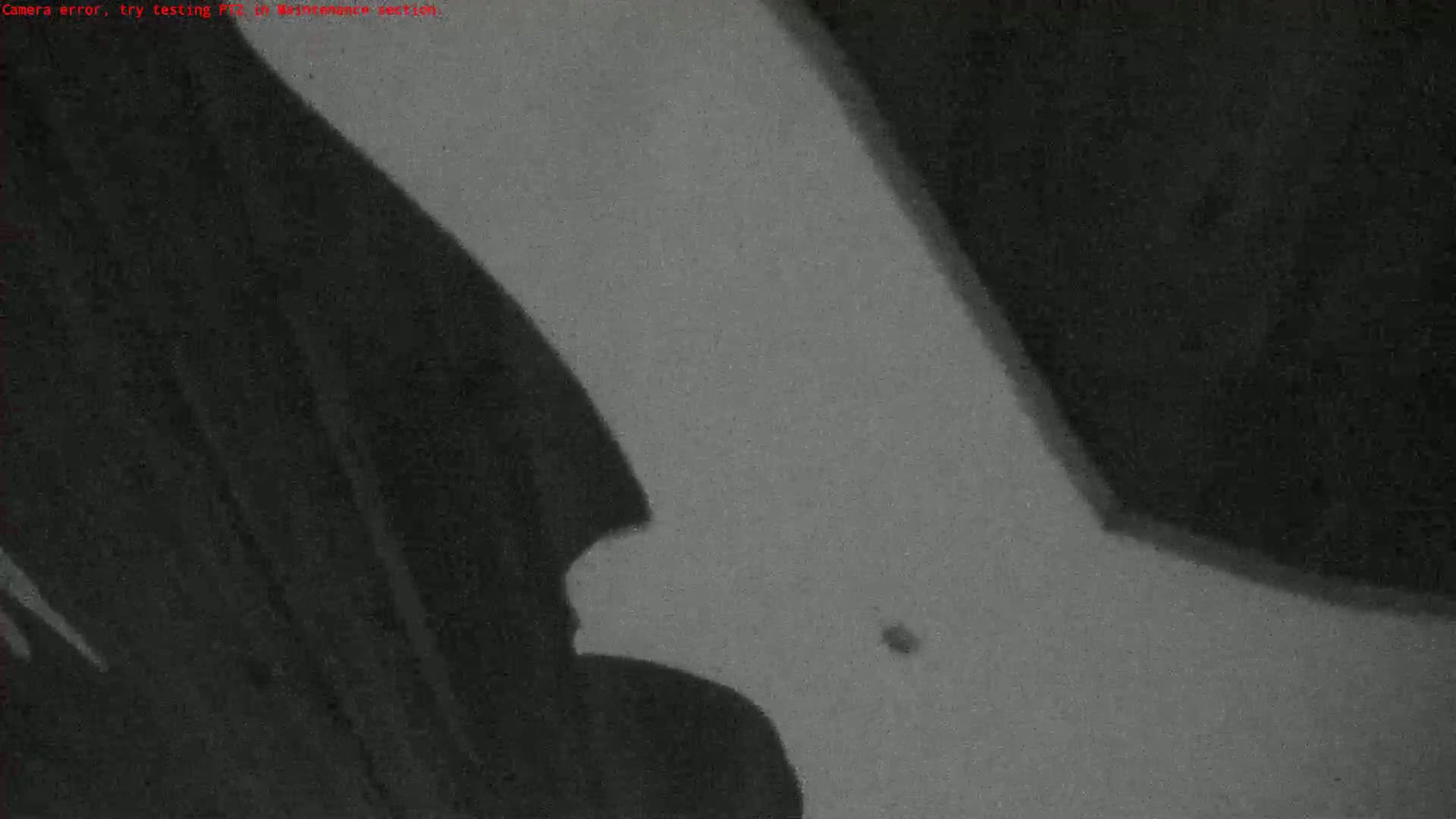 A grainy, low-light image shows a dark, indistinct shape cast against a lighter-gray background.