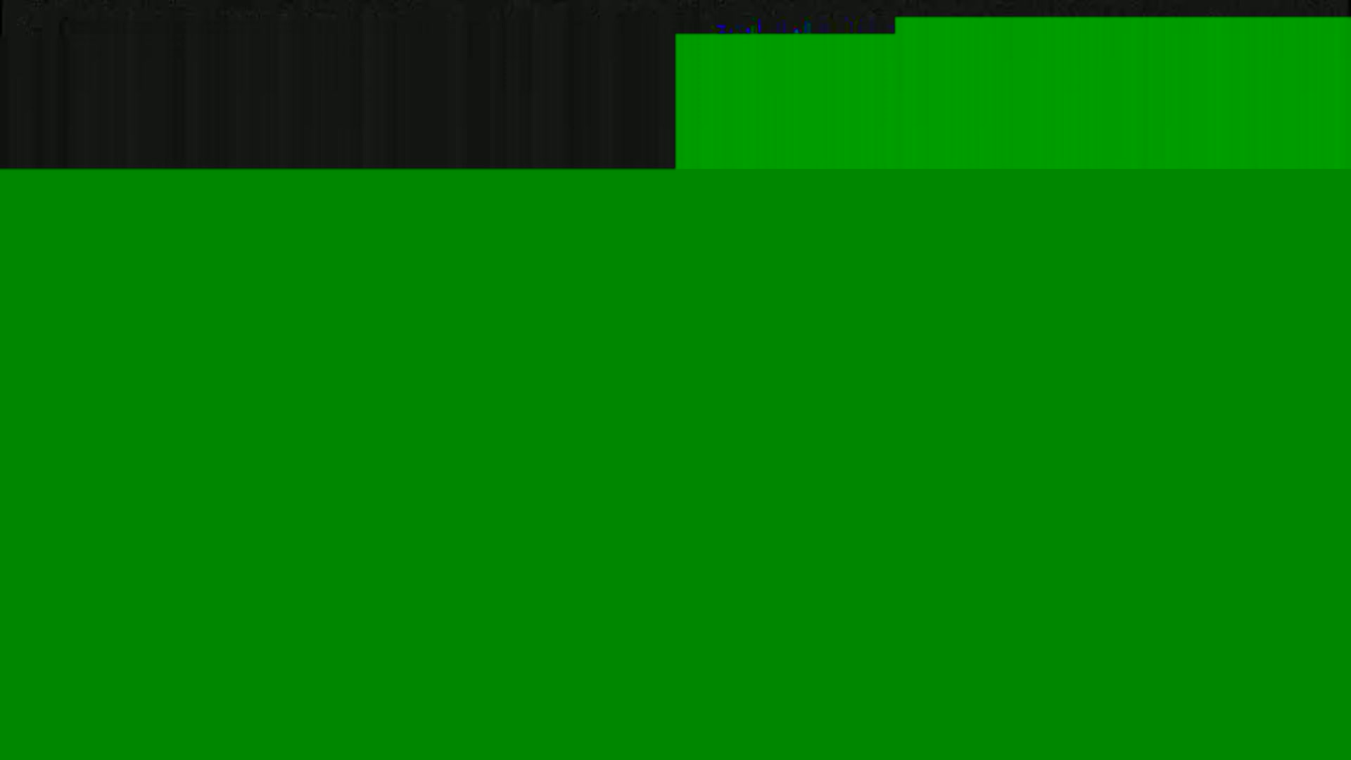 The image shows a predominantly green screen with a smaller, dark gray/black section at the top.