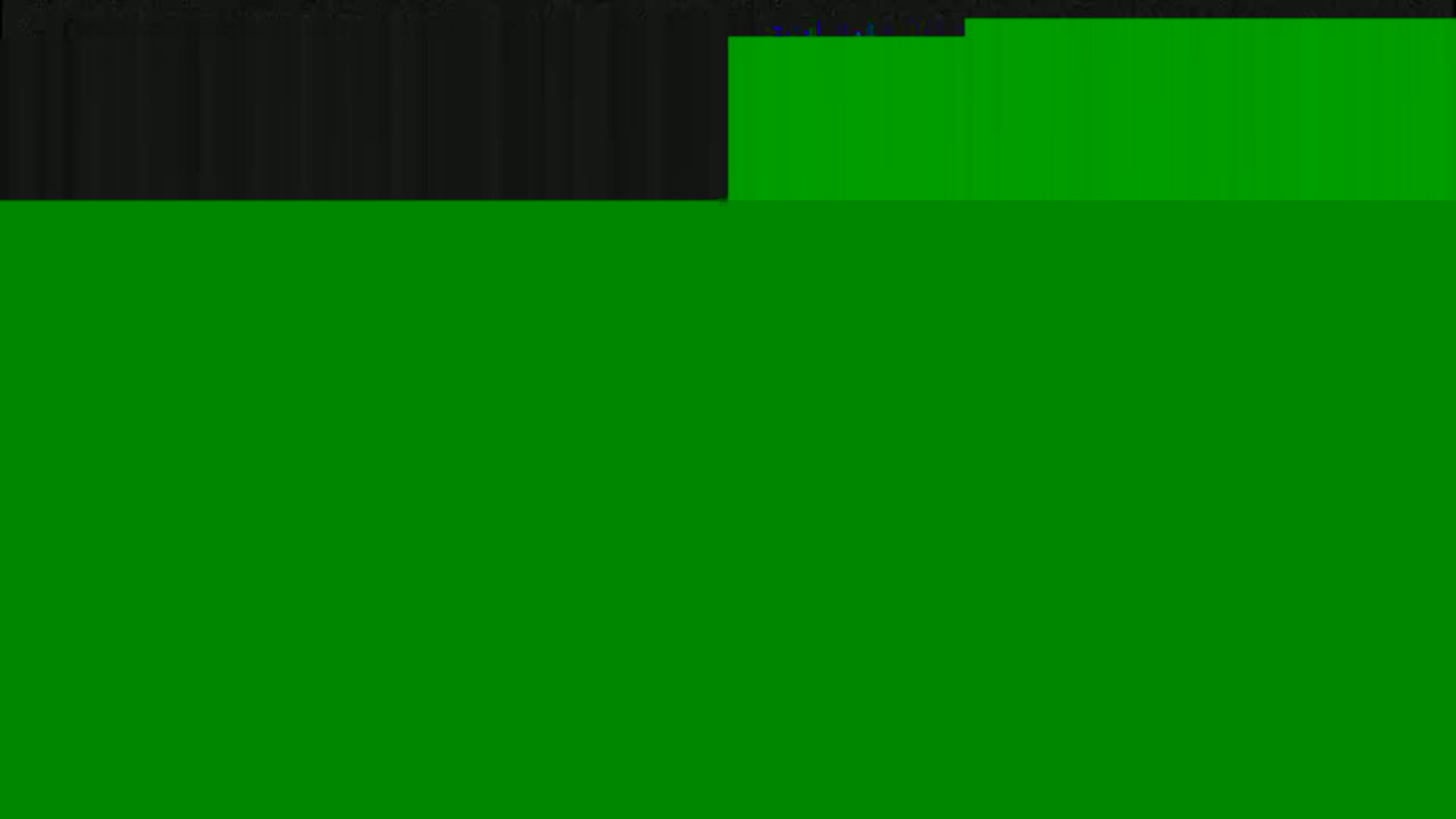 The image shows a mostly green screen with a small section of dark gray at the top.