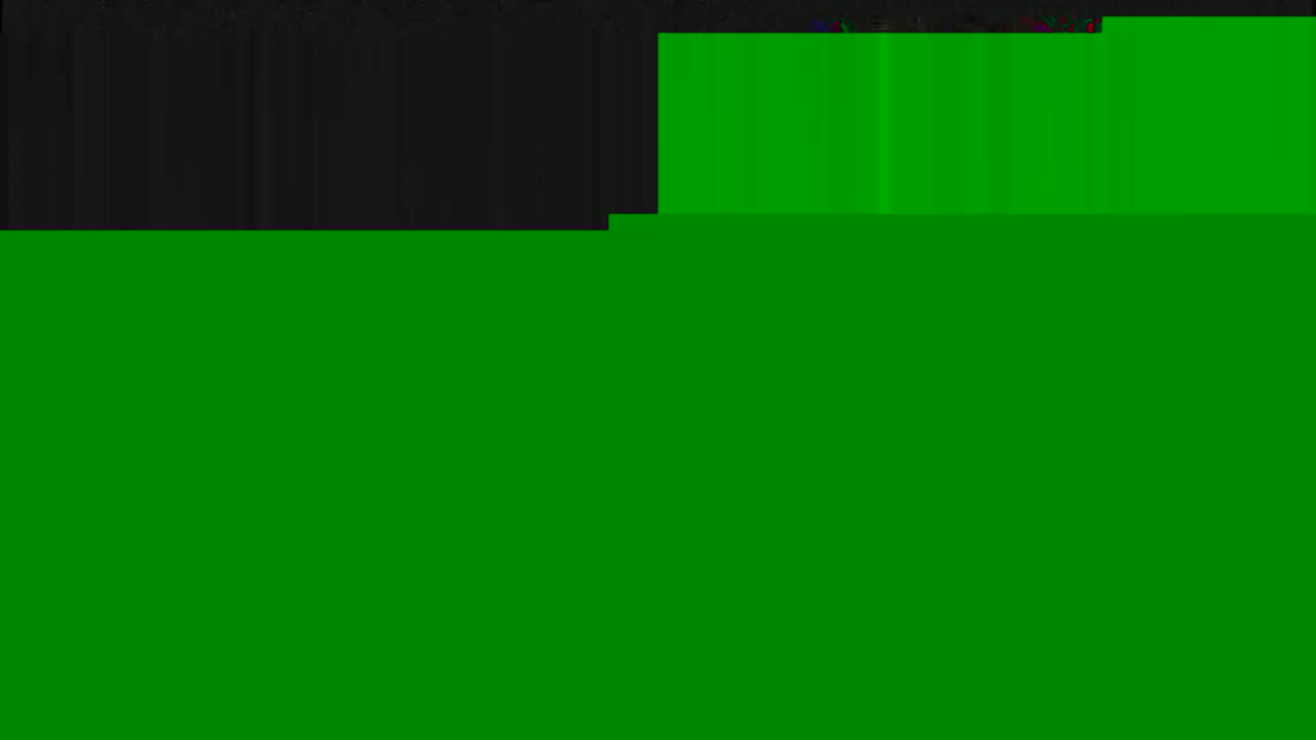 The image shows a mostly green screen with a small dark-colored area at the top.