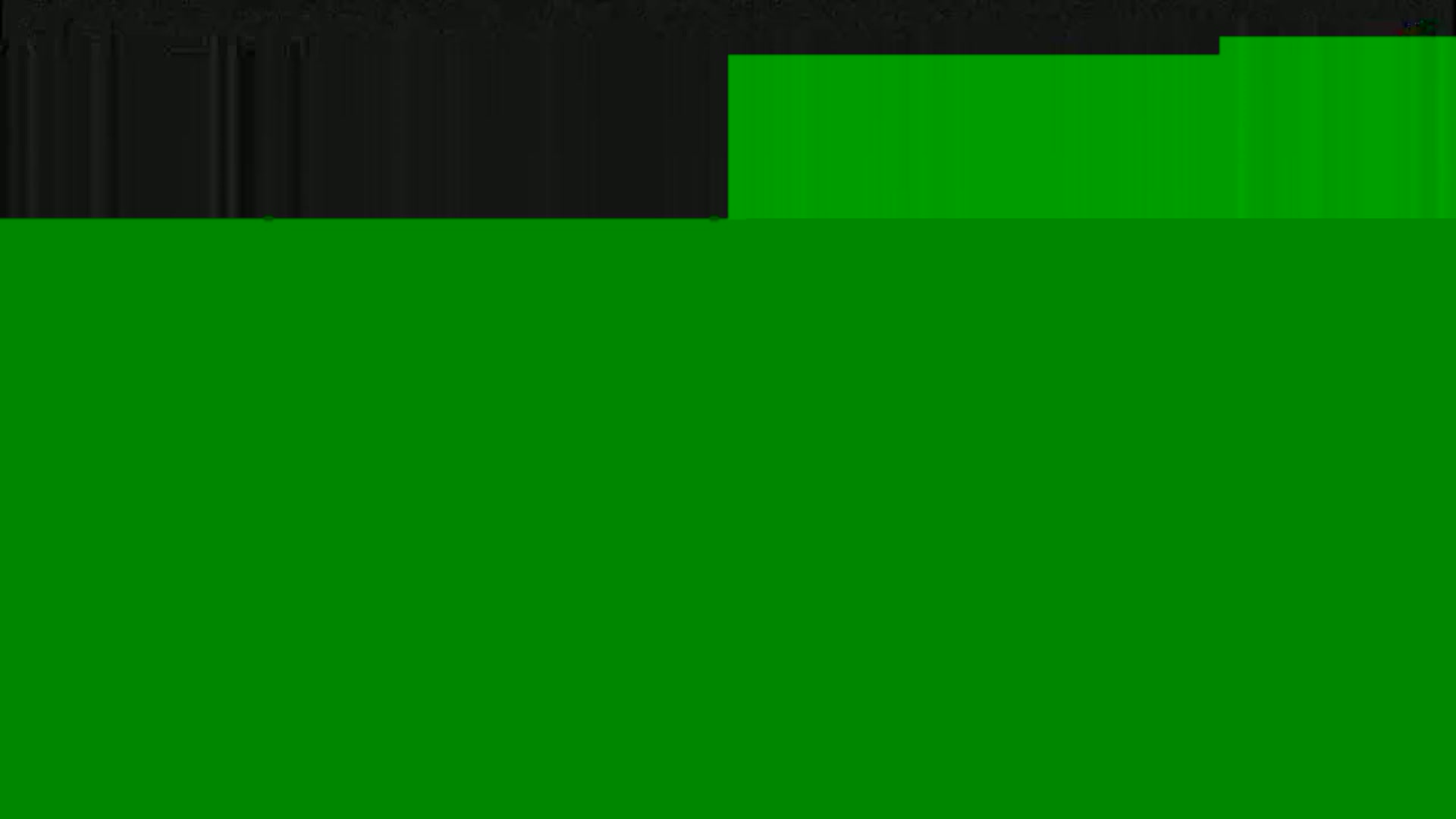 The image shows a mostly green screen with a smaller black section at the top.