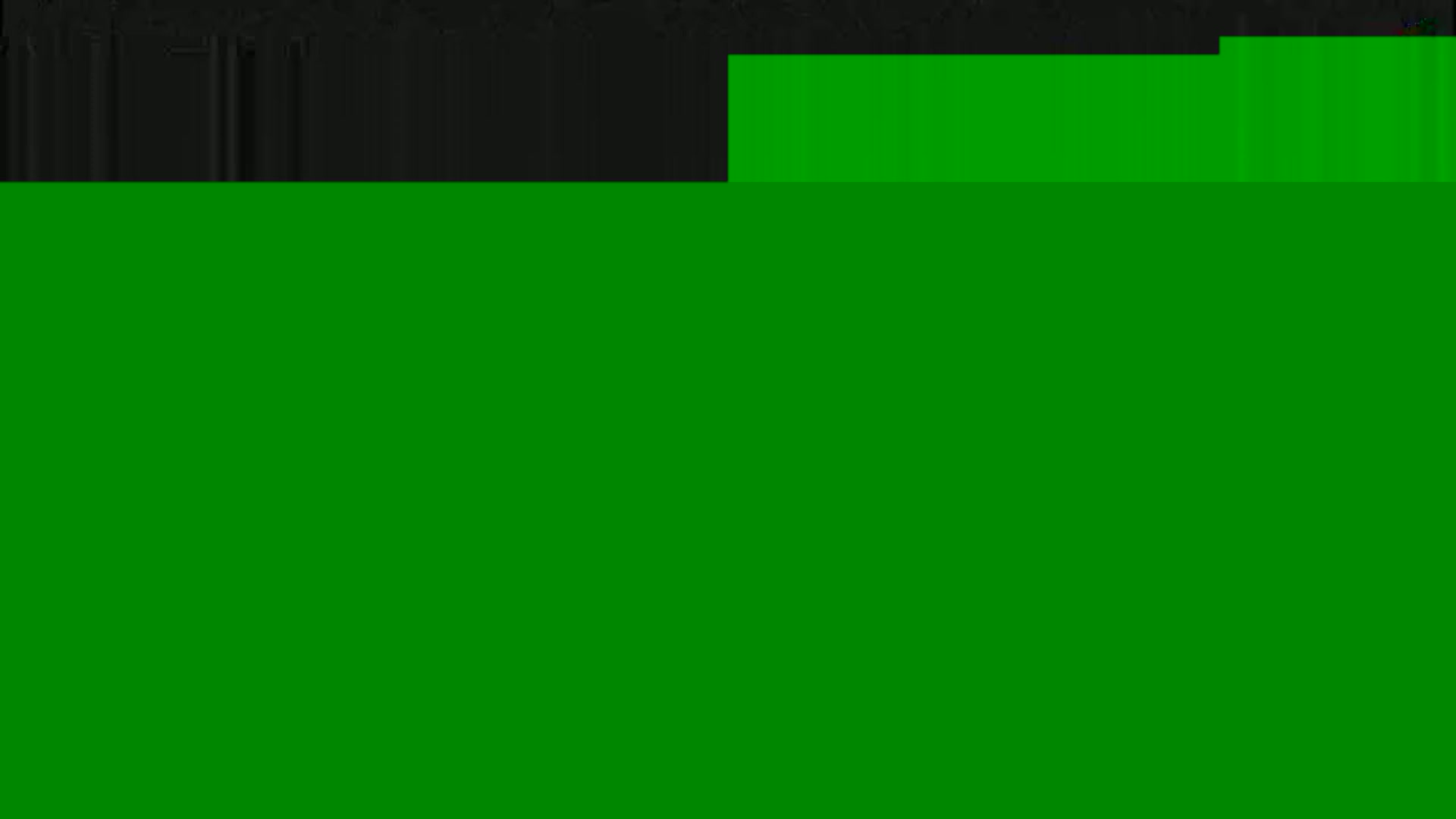 The image shows a mostly green screen with a small section of dark gray at the top.