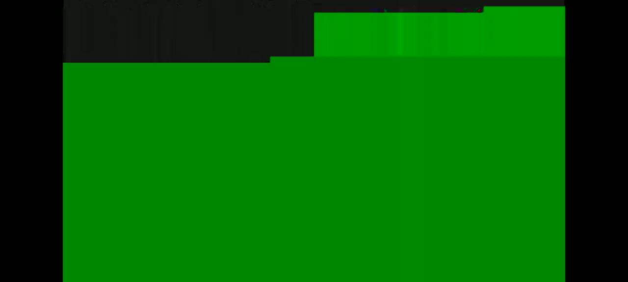 The image shows a mostly green screen with a small section of black at the left.