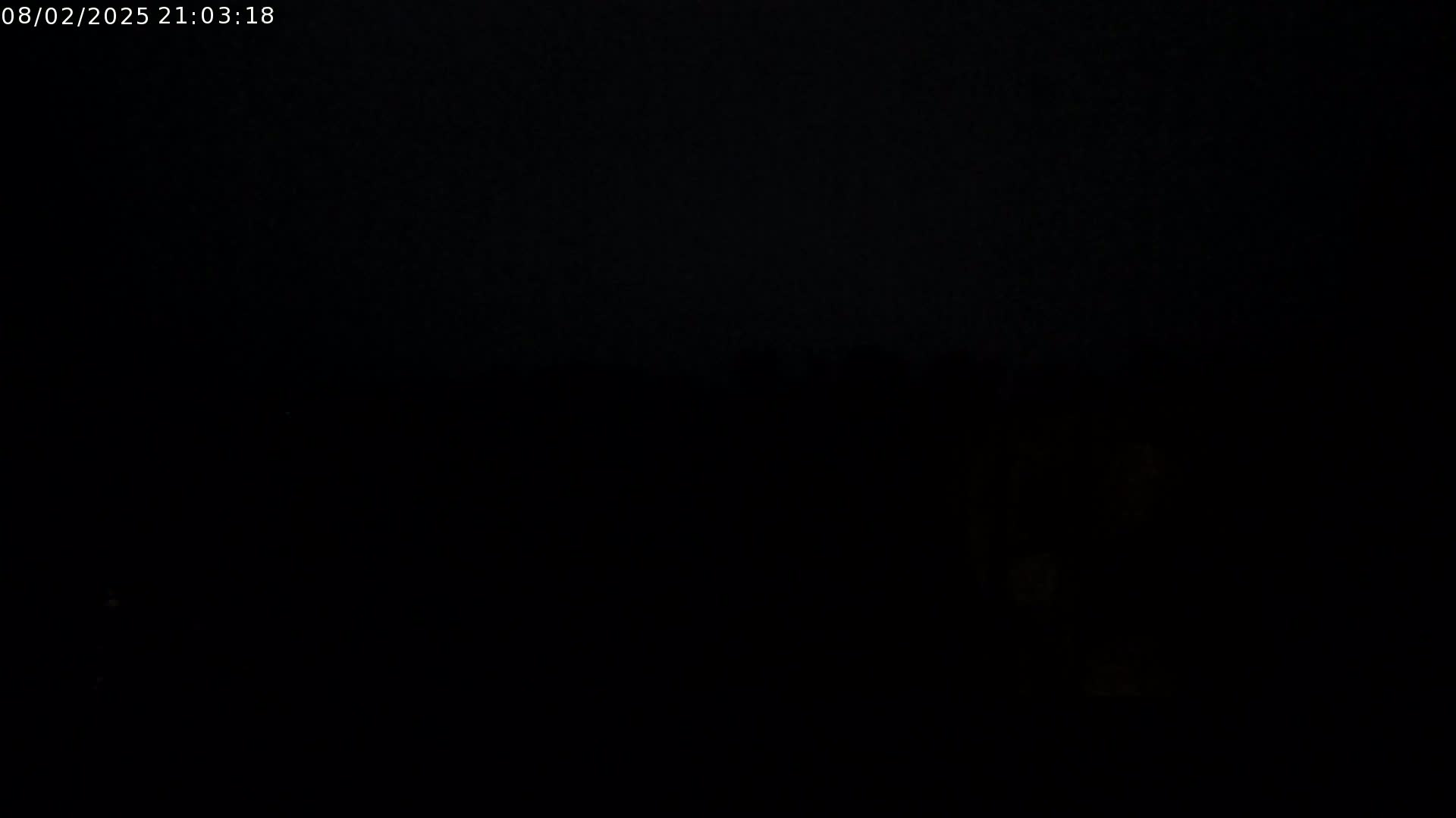 The image shows a completely dark scene at night.