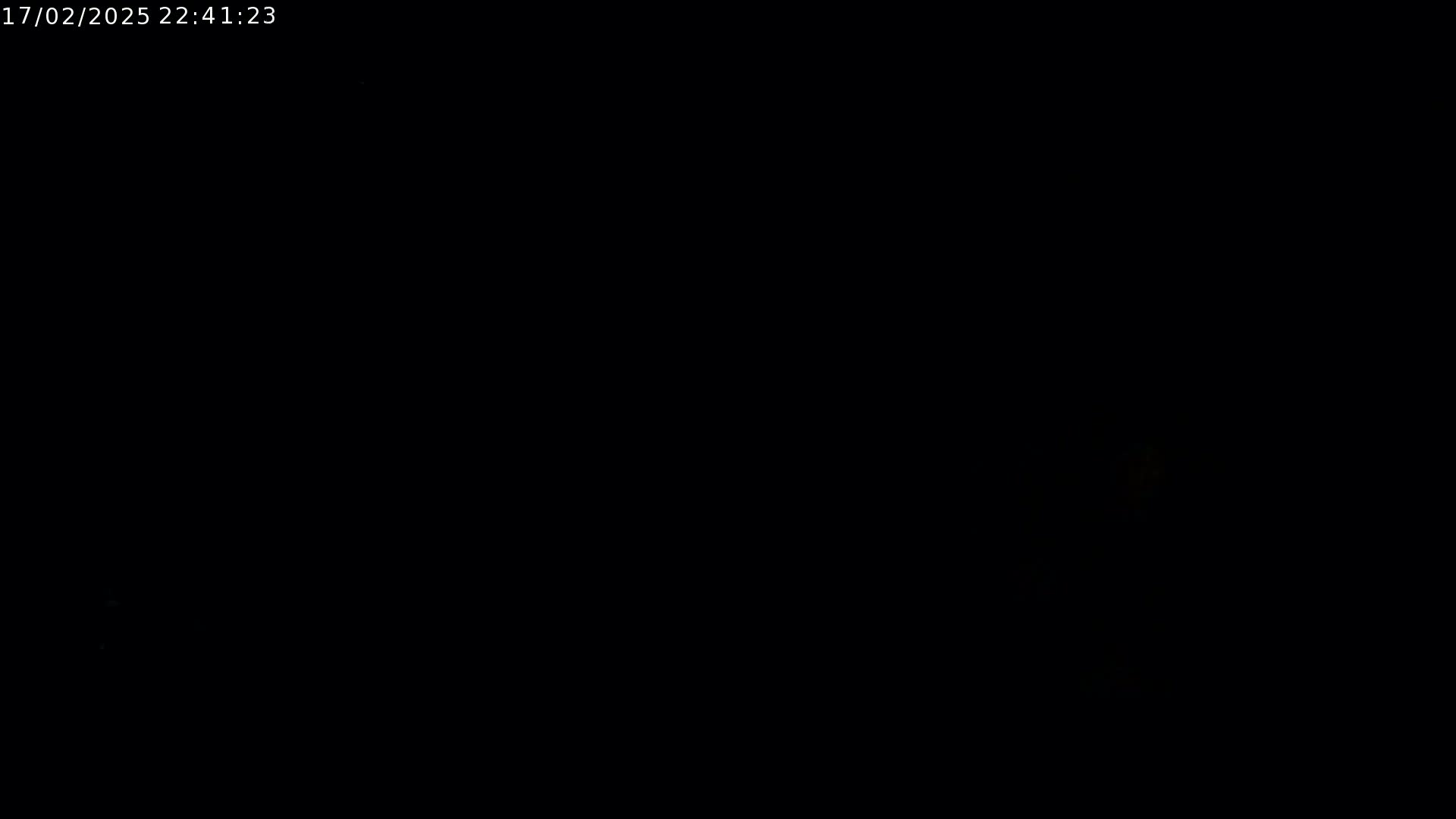 The image is almost entirely black, with a faint, indistinct yellowish glow near the center.