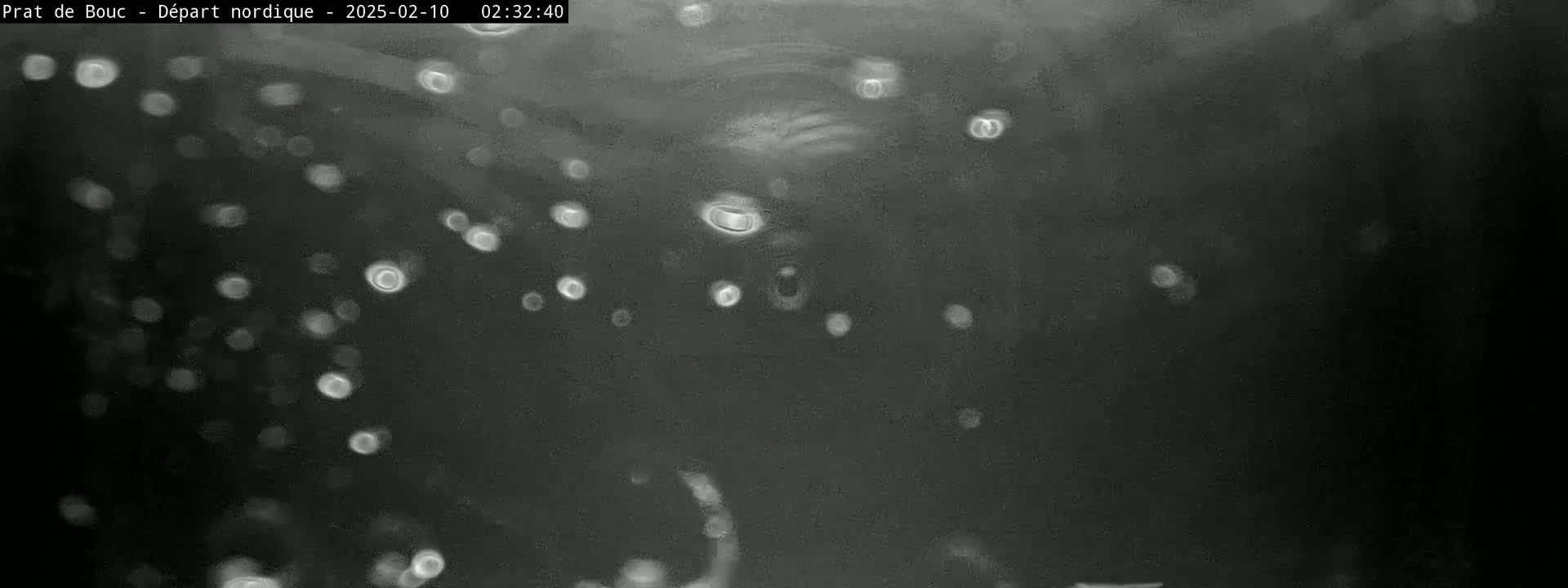 A dark, blurry image shows numerous out-of-focus white lights scattered against a black background.
