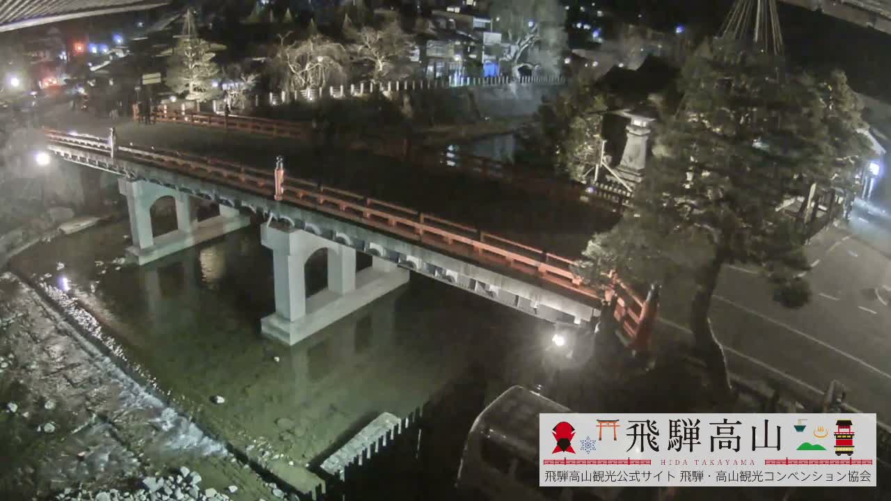 Takayama, Nakabashi Bridge & Miyagawa River ( 高山、中橋、橋 宮川 川 ) Live Cam - 1 Chome, Honmachi, Takayama Shi, Gifu, Chubu, Japan