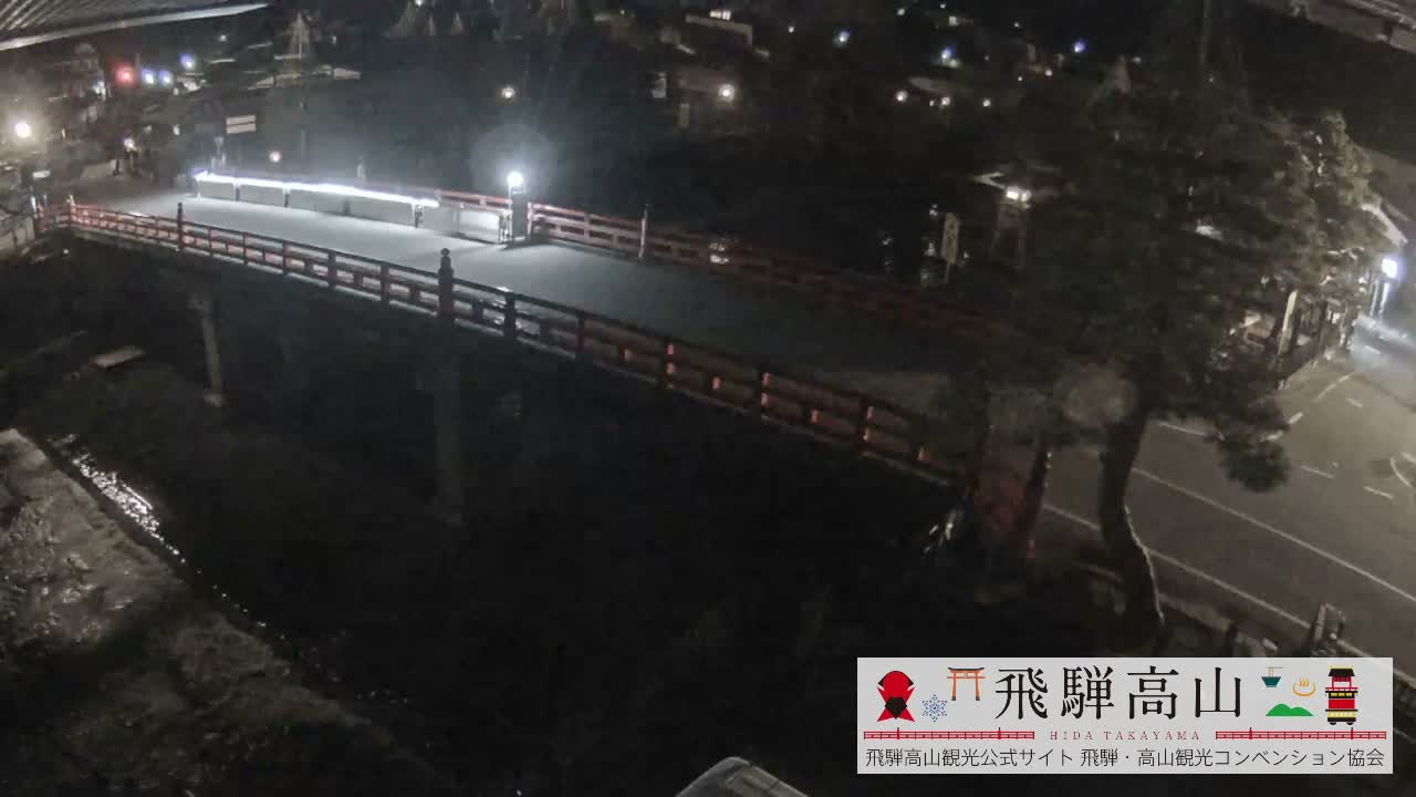 Takayama, Nakabashi Bridge & Miyagawa River ( 高山、中橋、橋 宮川 川 ) Live Cam - 1 Chome, Honmachi, Takayama Shi, Gifu, Chubu, Japan