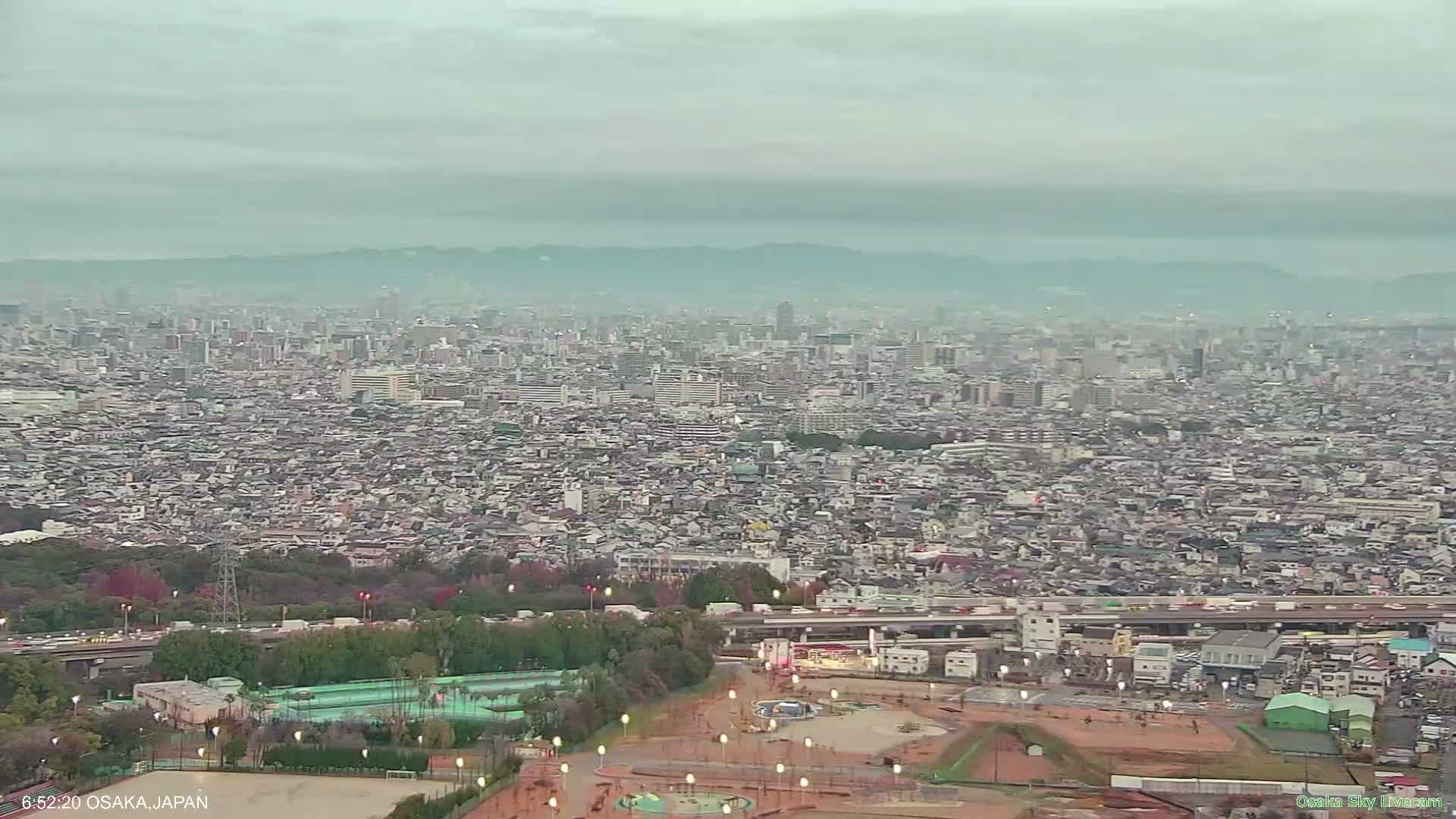 Osaka Metropolitan Area Panaromic View  from Yao Skyline Live Cam -Ryugecho, Yao, Osaka, Kansai, Honshu, Japan