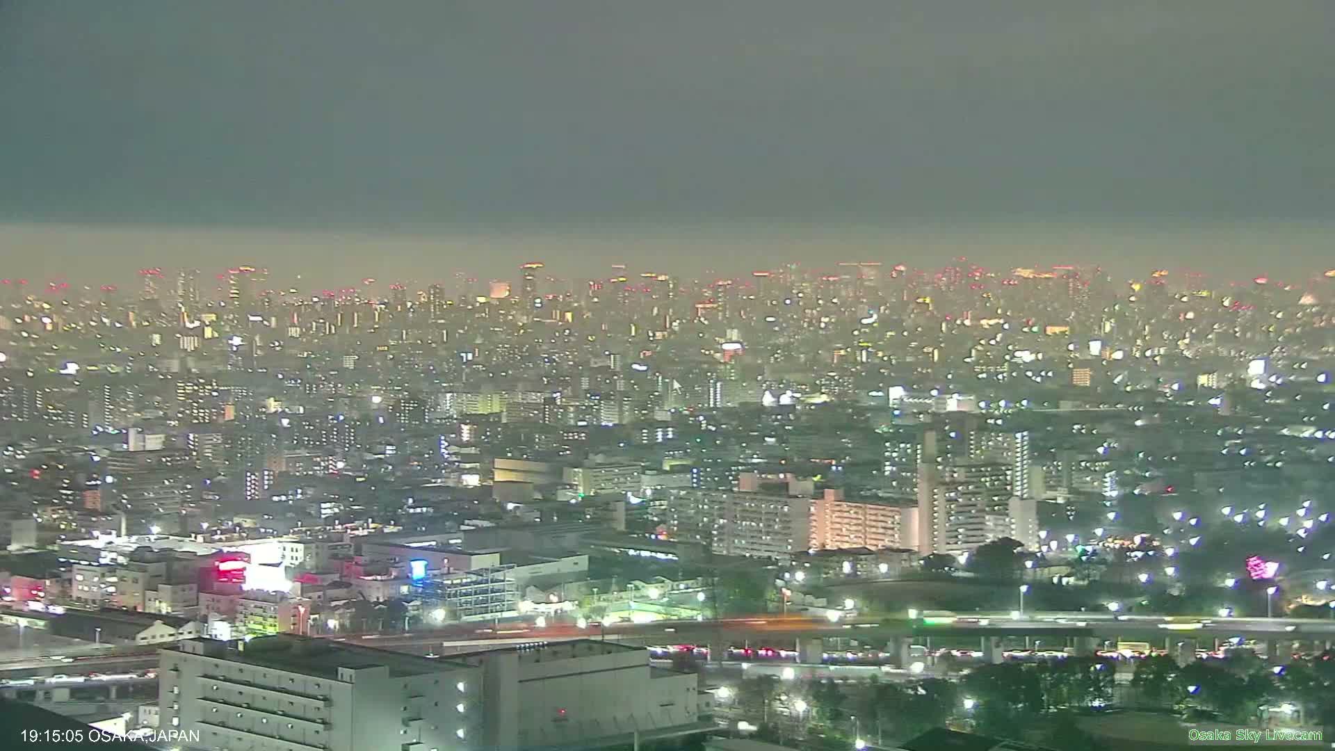 Osaka Metropolitan Area Panaromic View  from Yao Skyline Live Cam -Ryugecho, Yao, Osaka, Kansai, Honshu, Japan