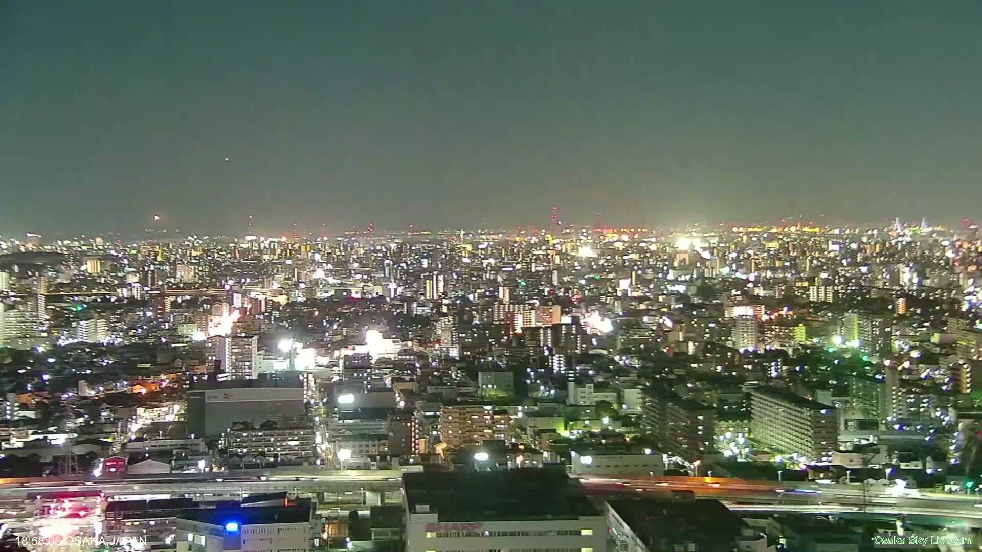 Osaka Metropolitan Area Panaromic View  from Yao Skyline Live Cam -Ryugecho, Yao, Osaka, Kansai, Honshu, Japan