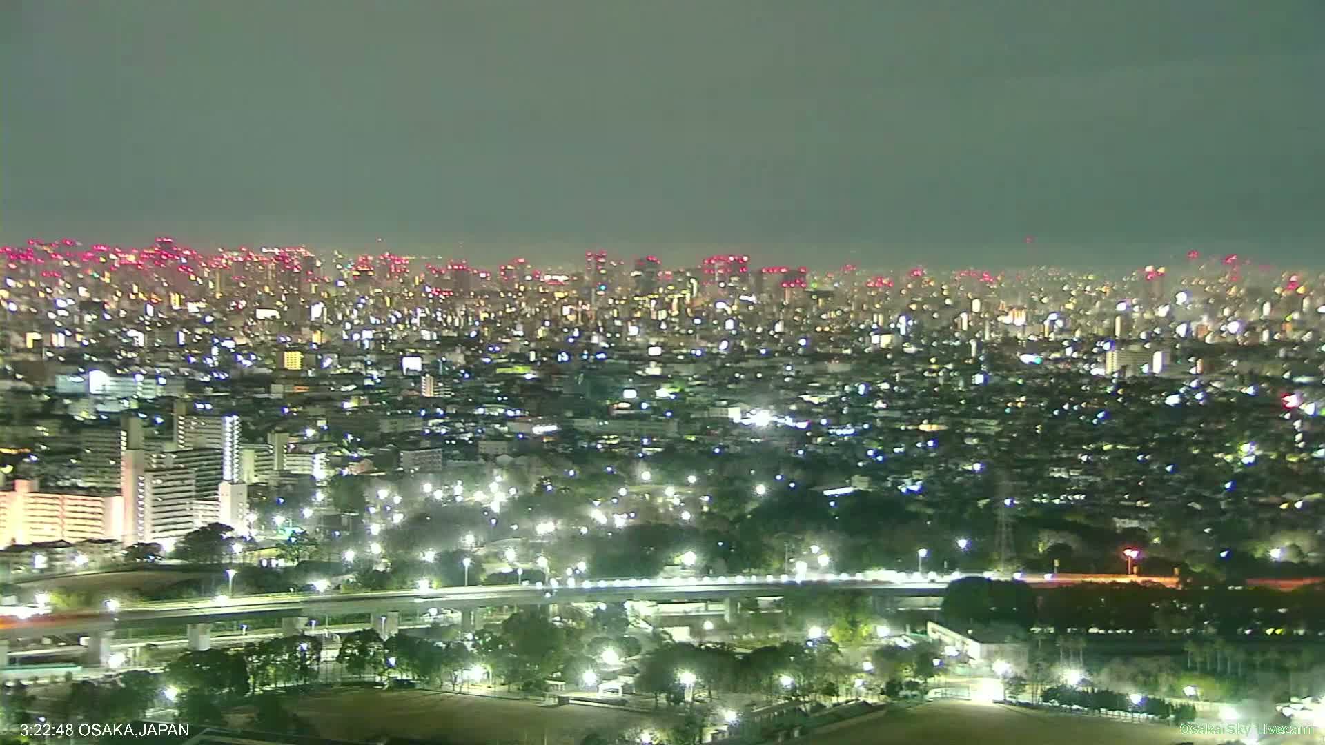 Osaka Metropolitan Area Panaromic View  from Yao Skyline Live Cam -Ryugecho, Yao, Osaka, Kansai, Honshu, Japan
