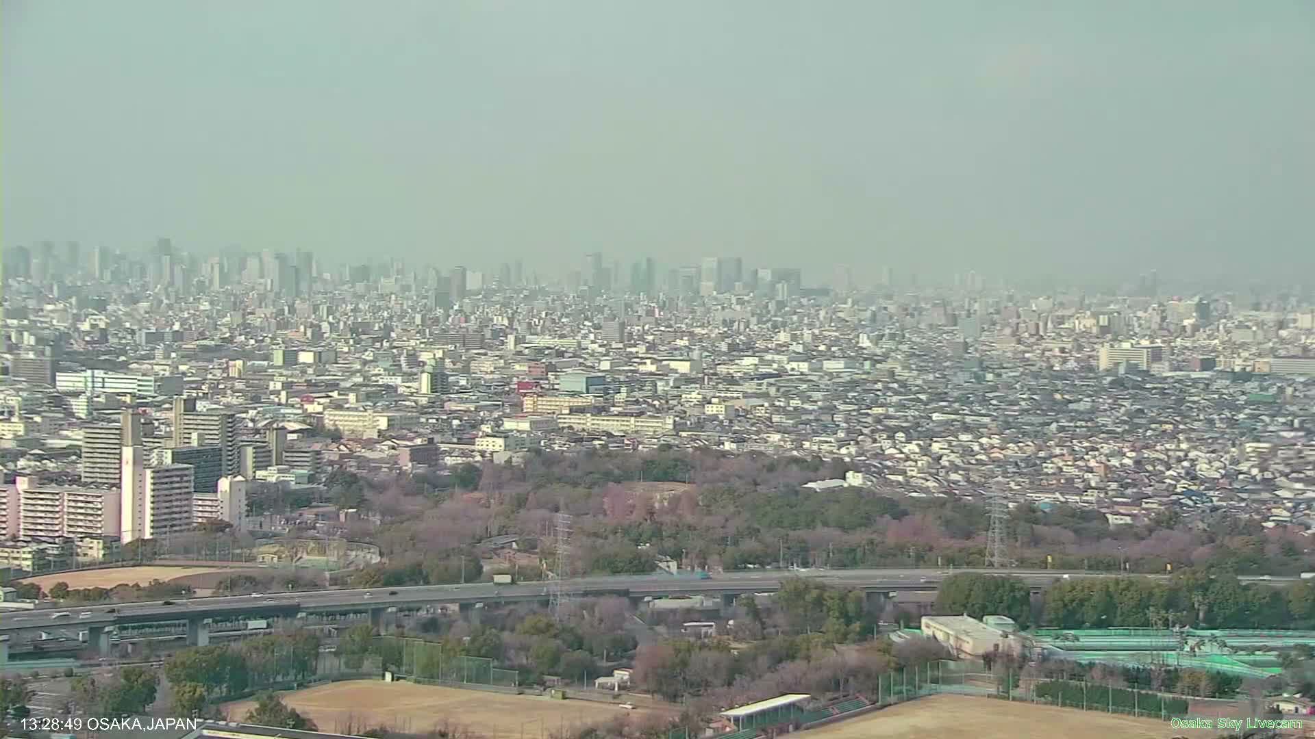 Osaka Metropolitan Area Panaromic View  from Yao Skyline Live Cam -Ryugecho, Yao, Osaka, Kansai, Honshu, Japan