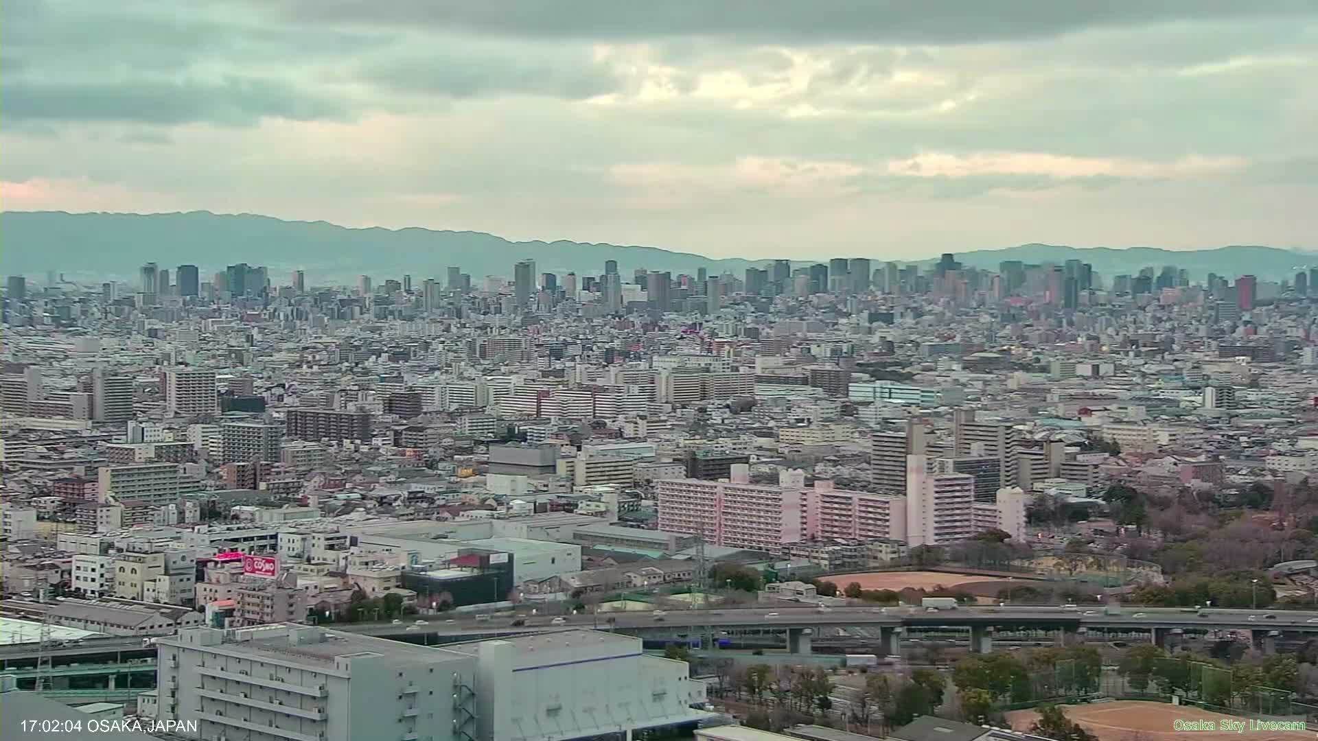Osaka Metropolitan Area Panaromic View  from Yao Skyline Live Cam -Ryugecho, Yao, Osaka, Kansai, Honshu, Japan
