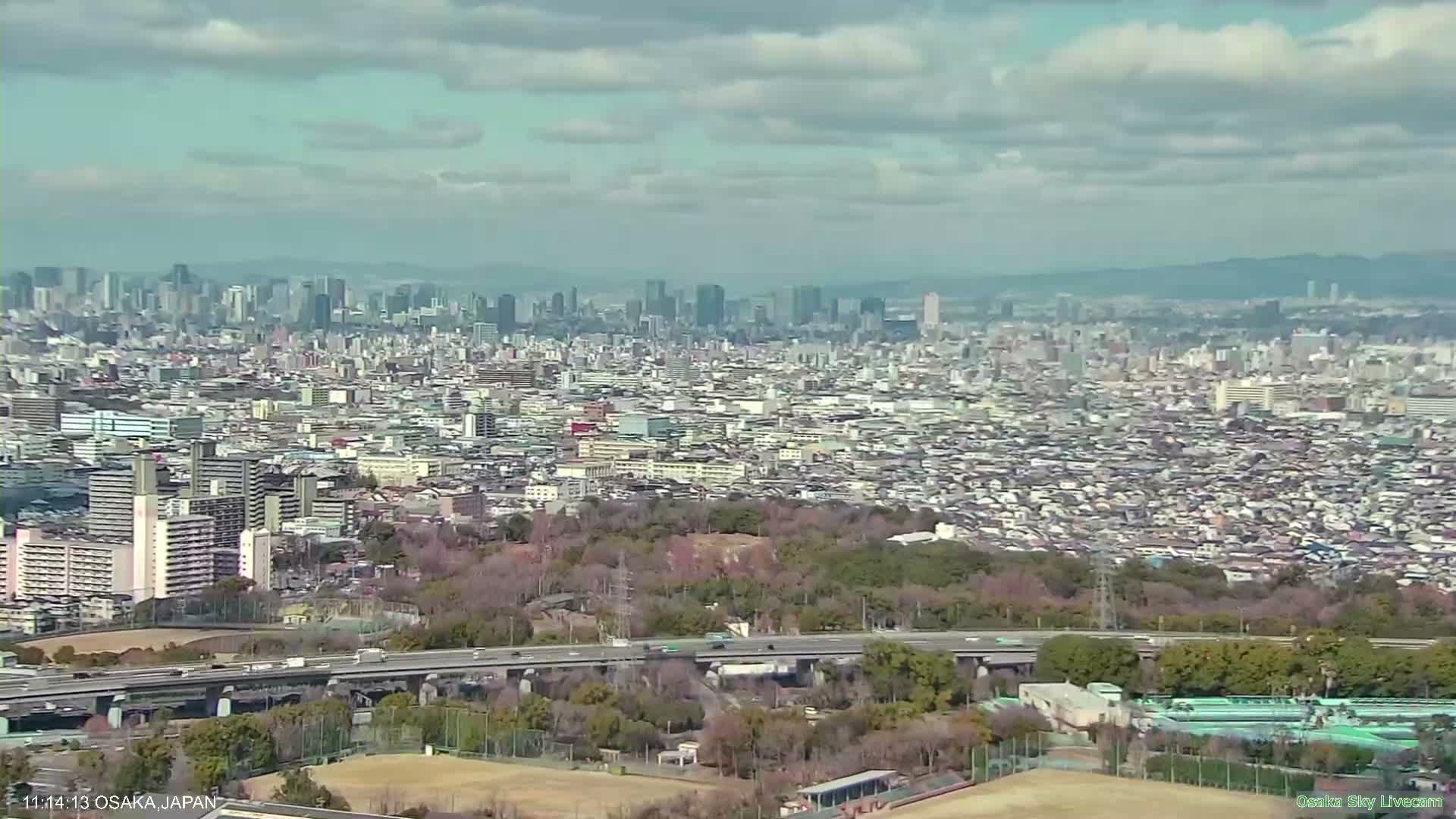 Osaka Metropolitan Area Panaromic View  from Yao Skyline Live Cam -Ryugecho, Yao, Osaka, Kansai, Honshu, Japan