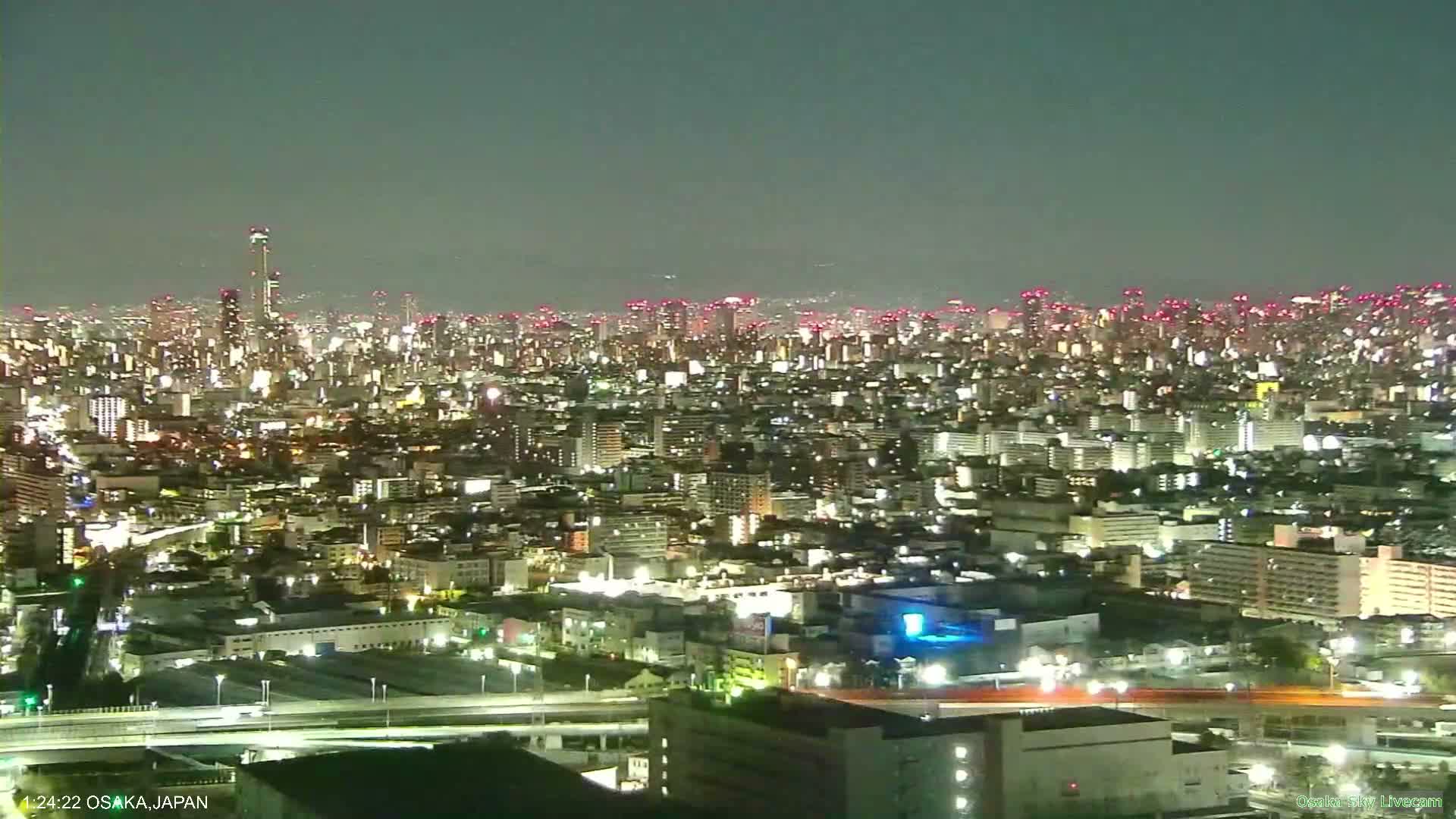 Osaka Metropolitan Area Panaromic View  from Yao Skyline Live Cam -Ryugecho, Yao, Osaka, Kansai, Honshu, Japan
