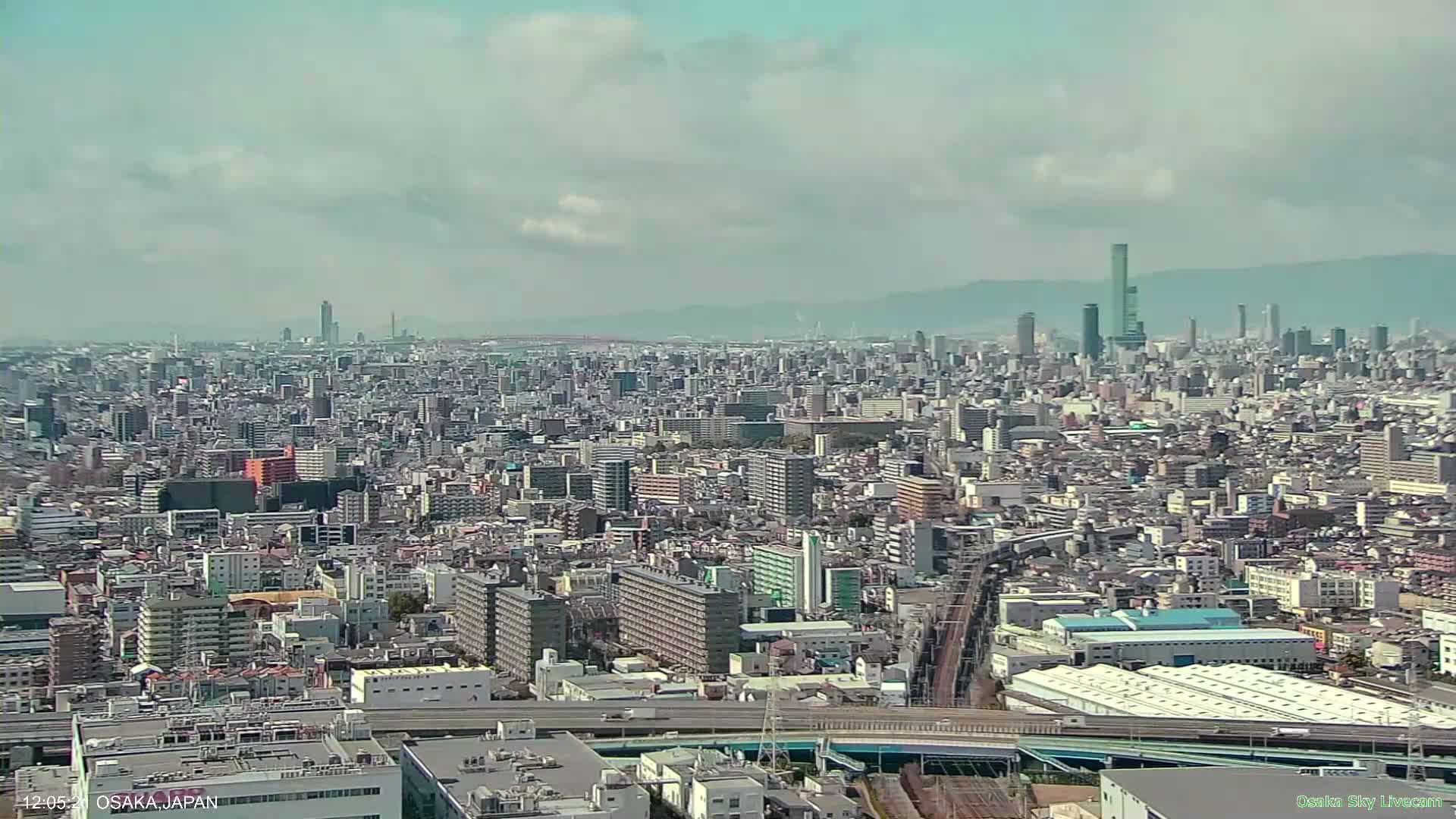 Osaka Metropolitan Area Panaromic View  from Yao Skyline Live Cam -Ryugecho, Yao, Osaka, Kansai, Honshu, Japan
