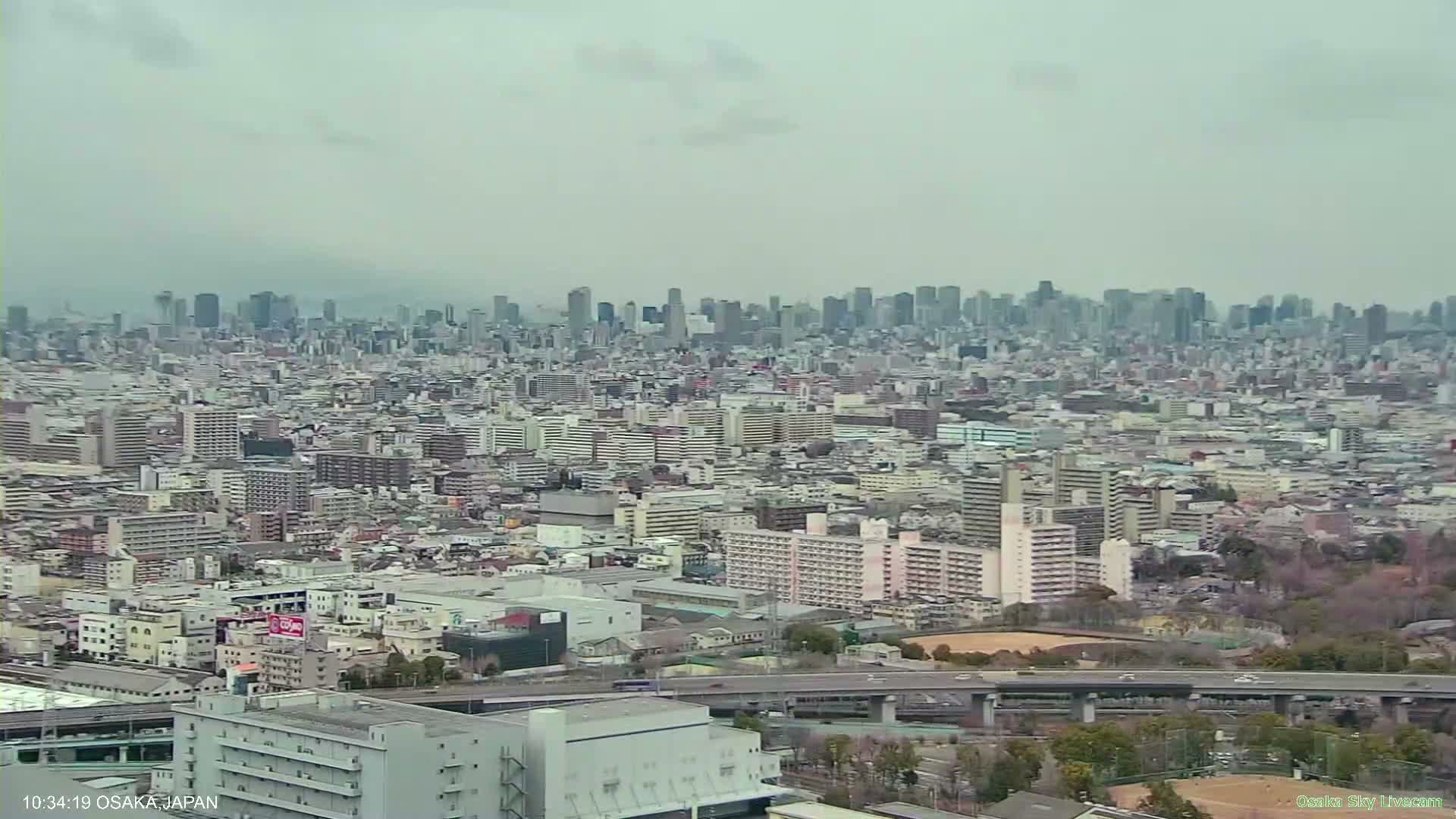 Osaka Metropolitan Area Panaromic View  from Yao Skyline Live Cam -Ryugecho, Yao, Osaka, Kansai, Honshu, Japan