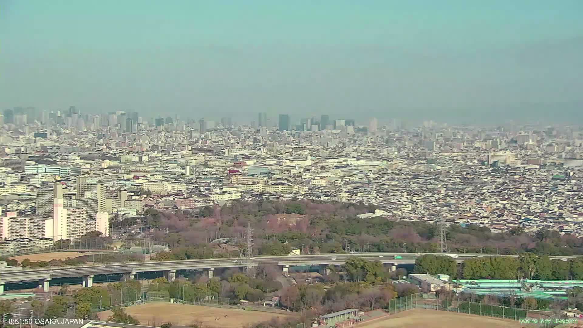 Osaka Metropolitan Area Panaromic View  from Yao Skyline Live Cam -Ryugecho, Yao, Osaka, Kansai, Honshu, Japan