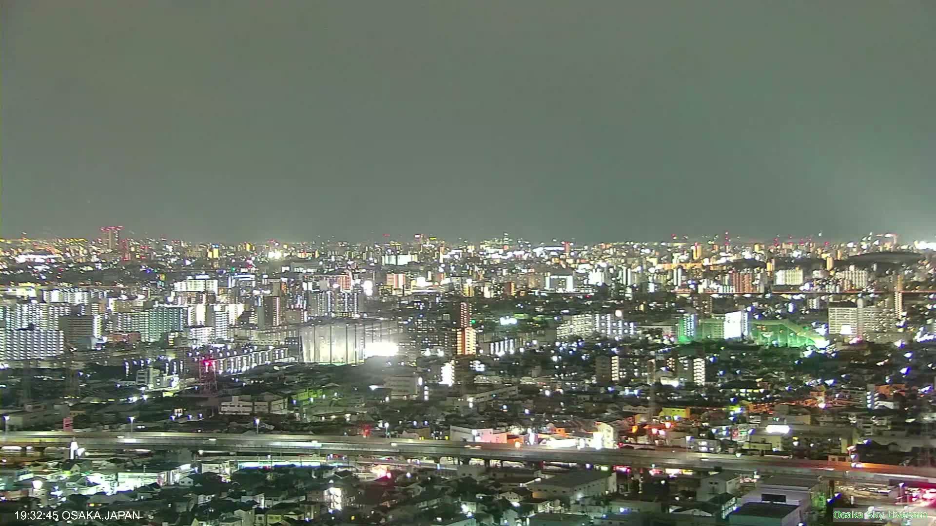Osaka Metropolitan Area Panaromic View  from Yao Skyline Live Cam -Ryugecho, Yao, Osaka, Kansai, Honshu, Japan